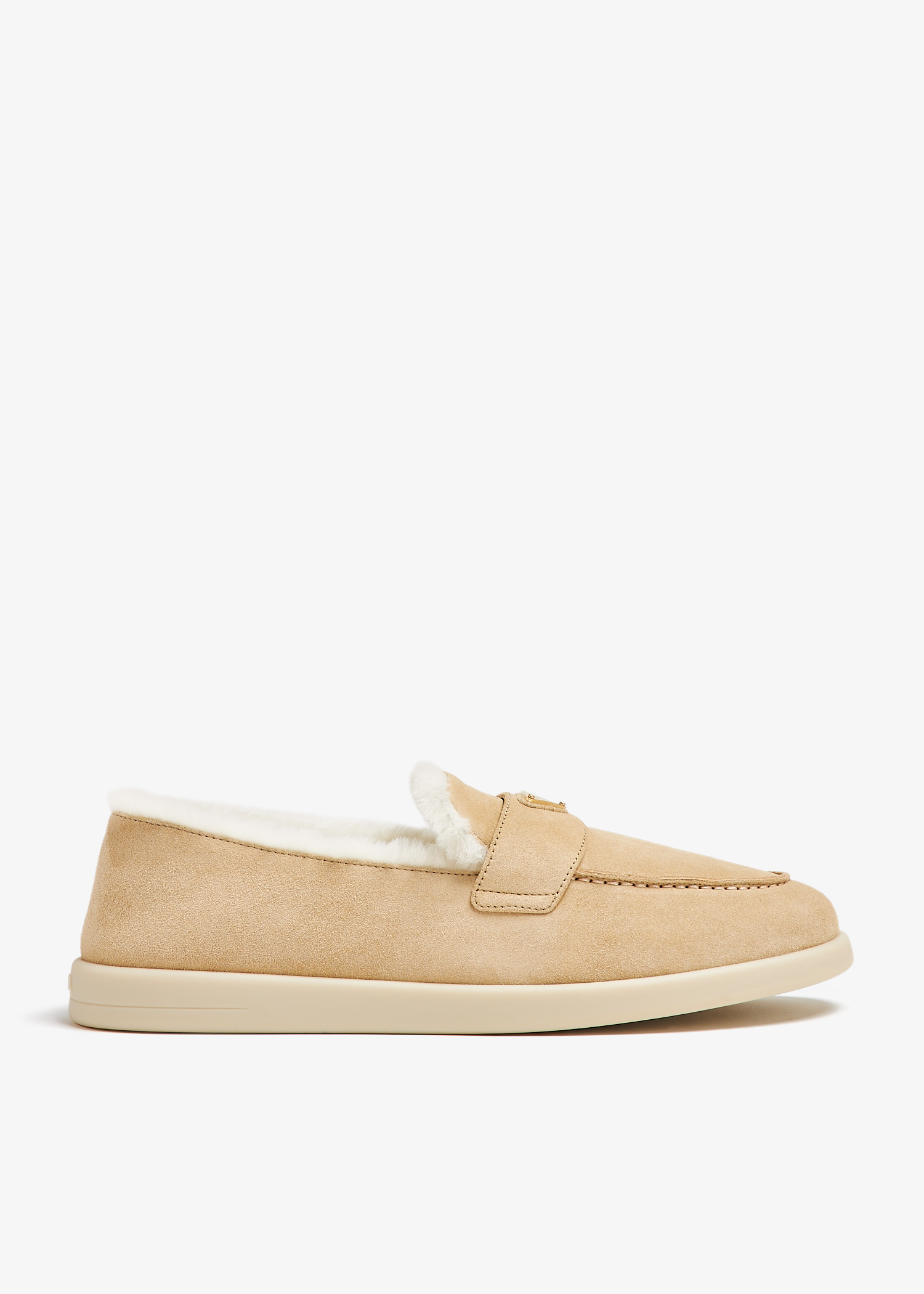 

Suede and shearling loafers, Beige