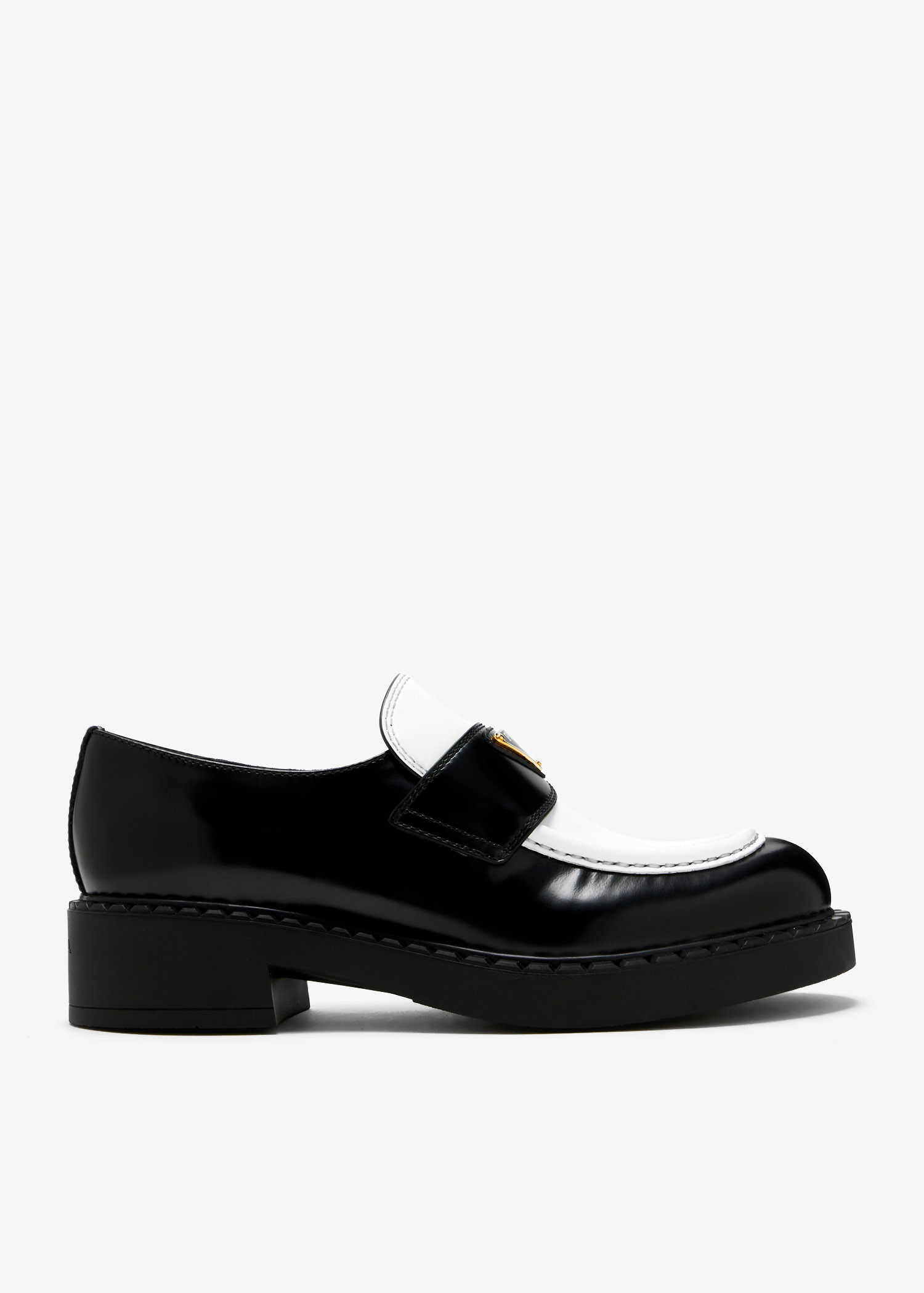 

Chocolate two-tone brushed leather loafers, Black
