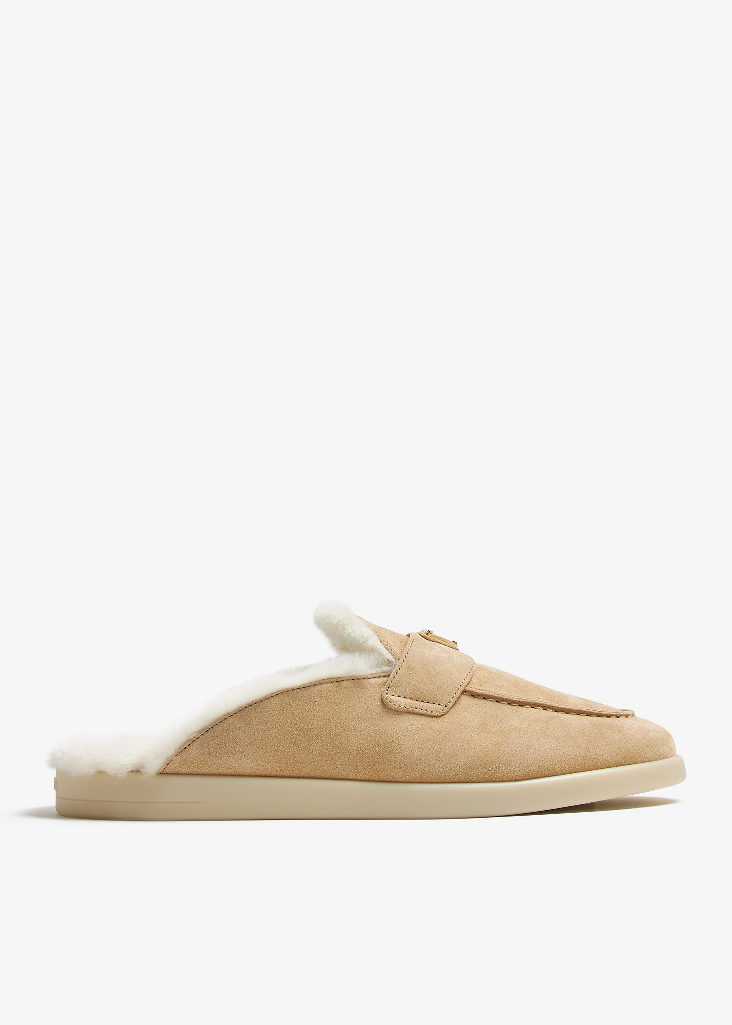 

Suede and shearling mules, Beige