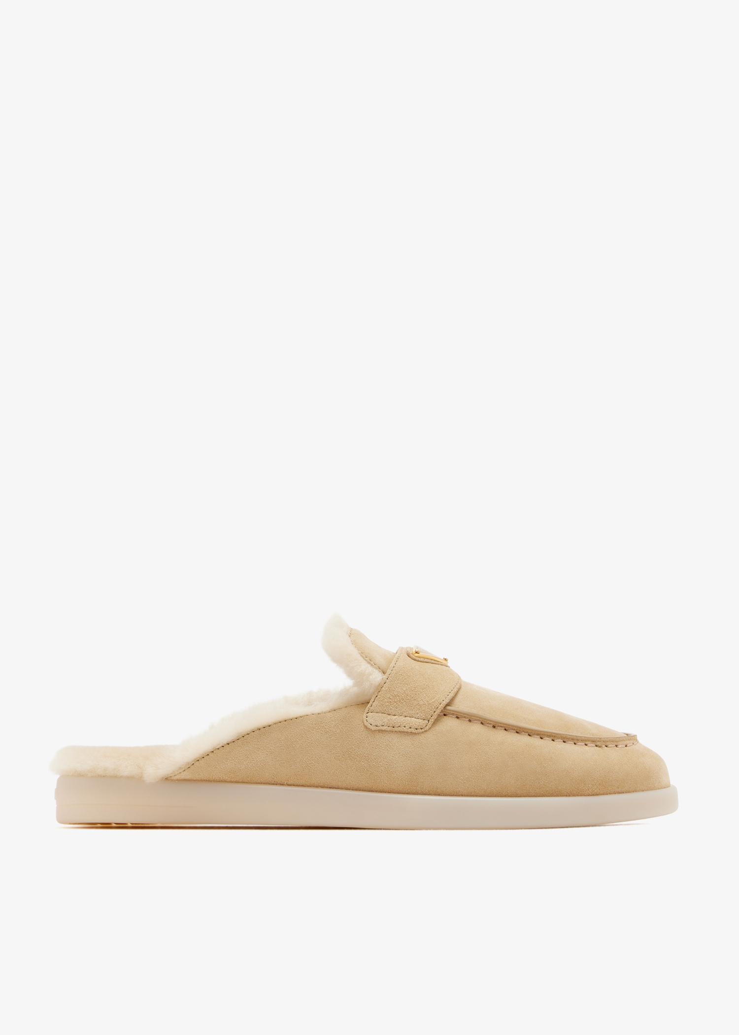 

Suede and shearling mules, Beige