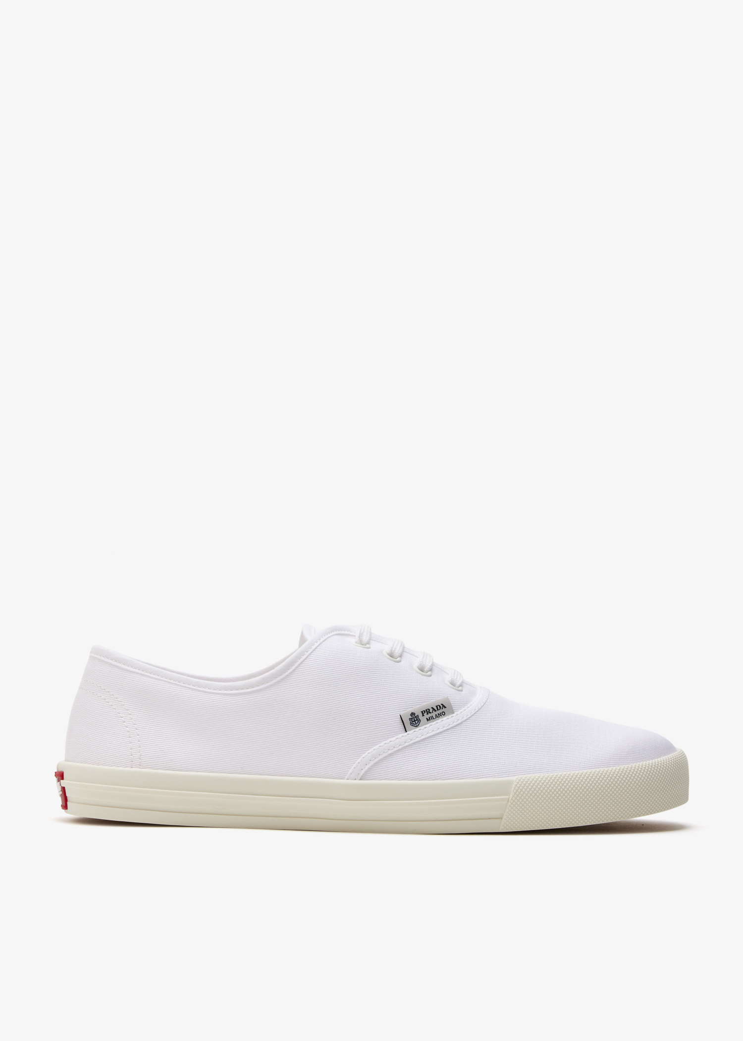 

Drill fabric laced sneakers, White