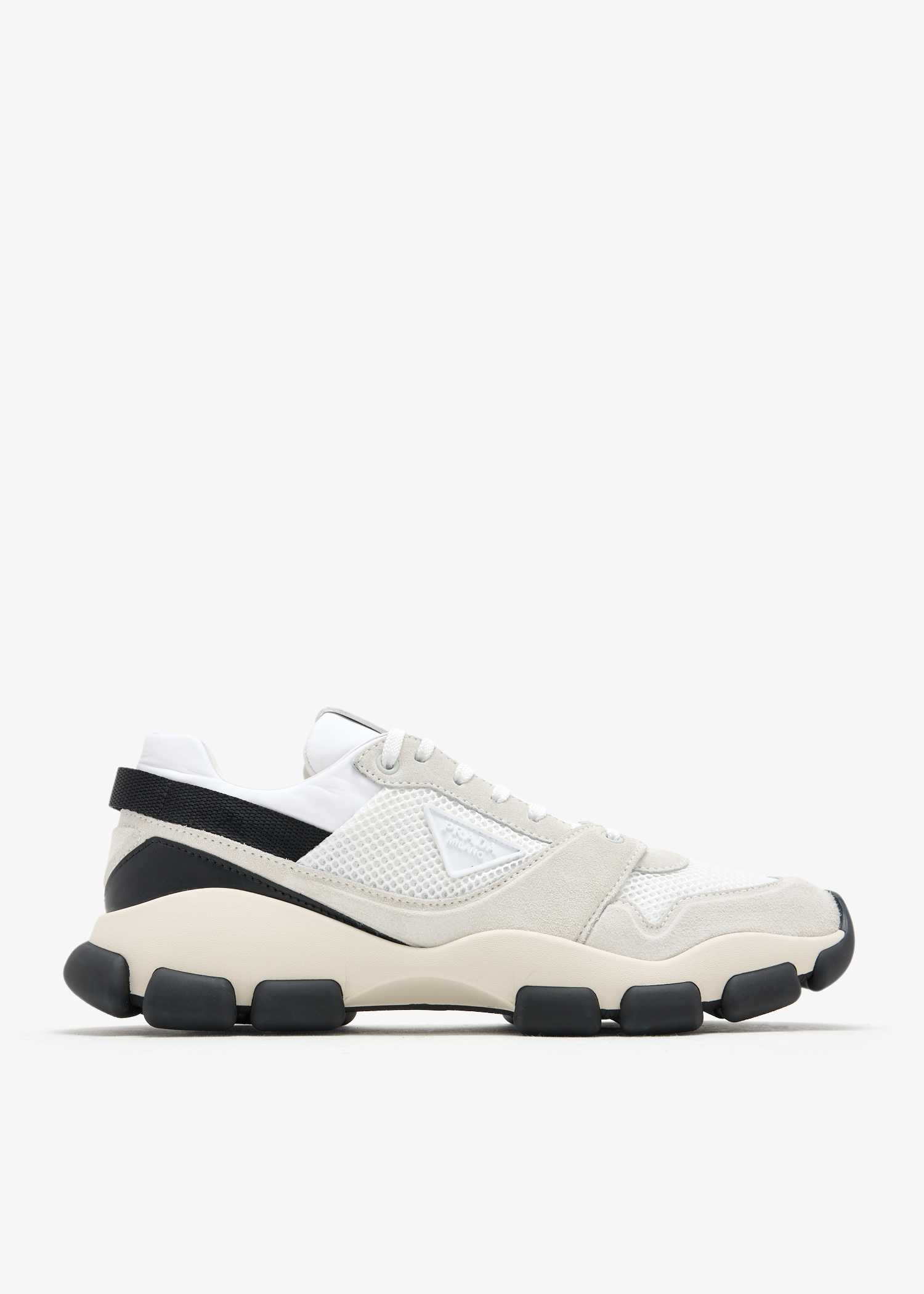 

Mesh fabric and suede sneakers, White