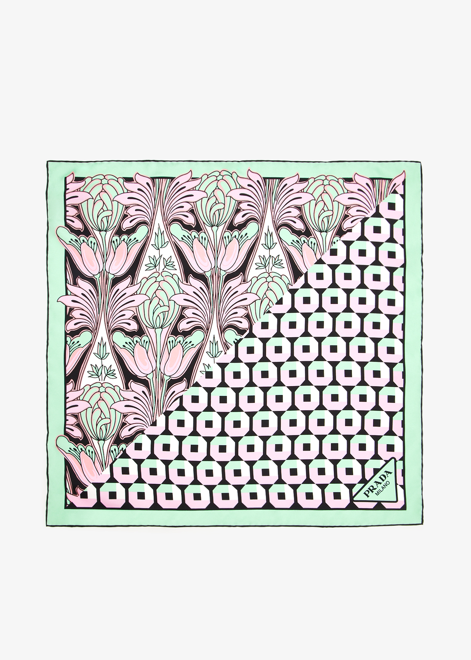 

Printed silk twill scarf, Green