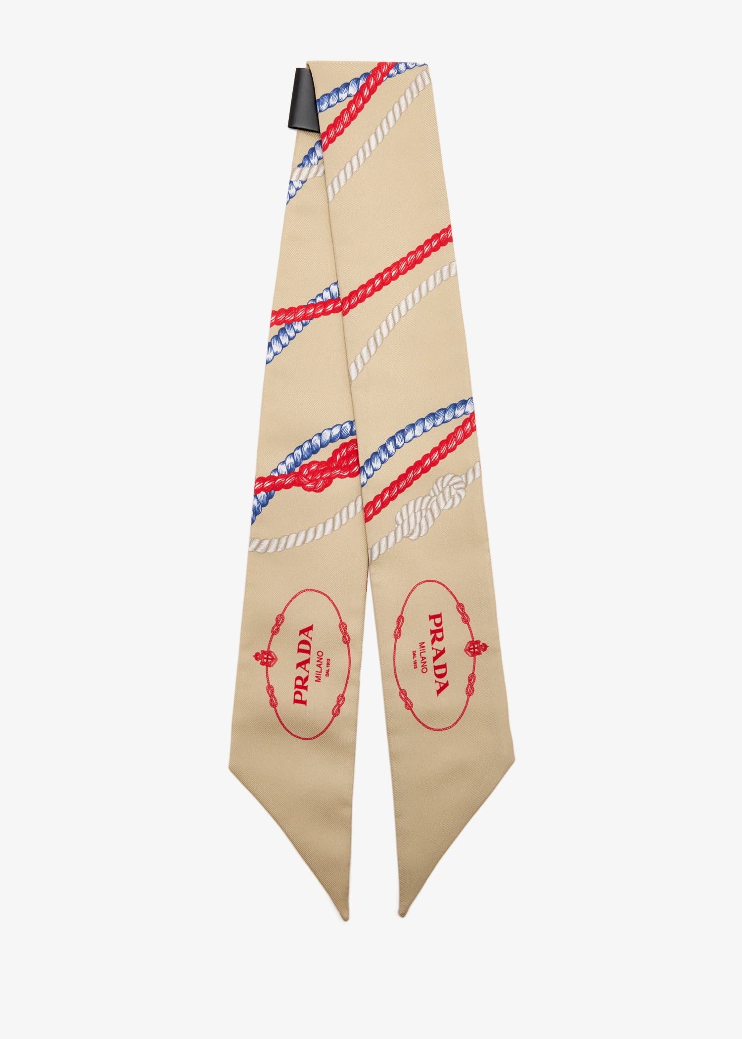 

Silk twill skinny scarf, Beige