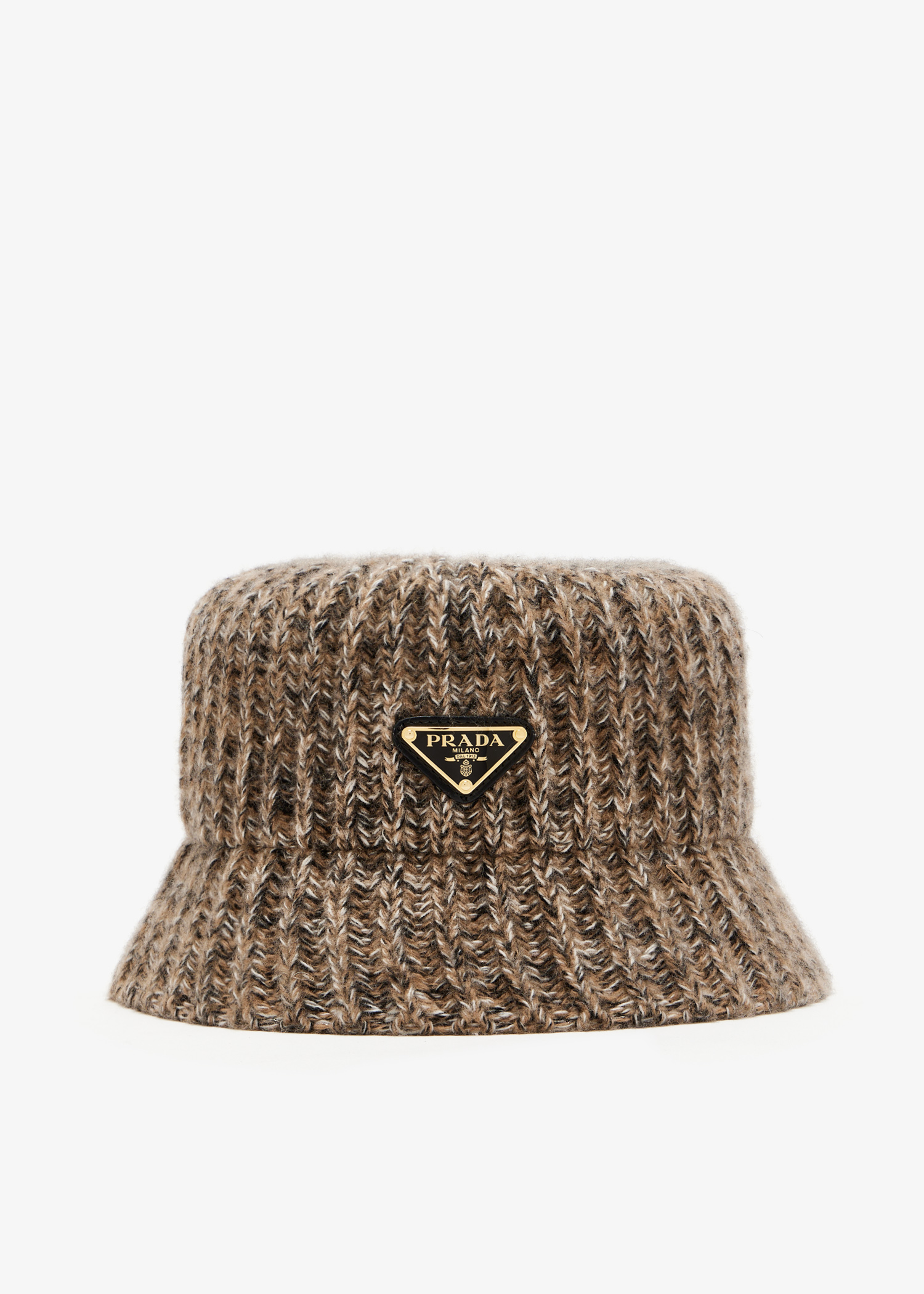 

Mélange knit bucket hat, Brown
