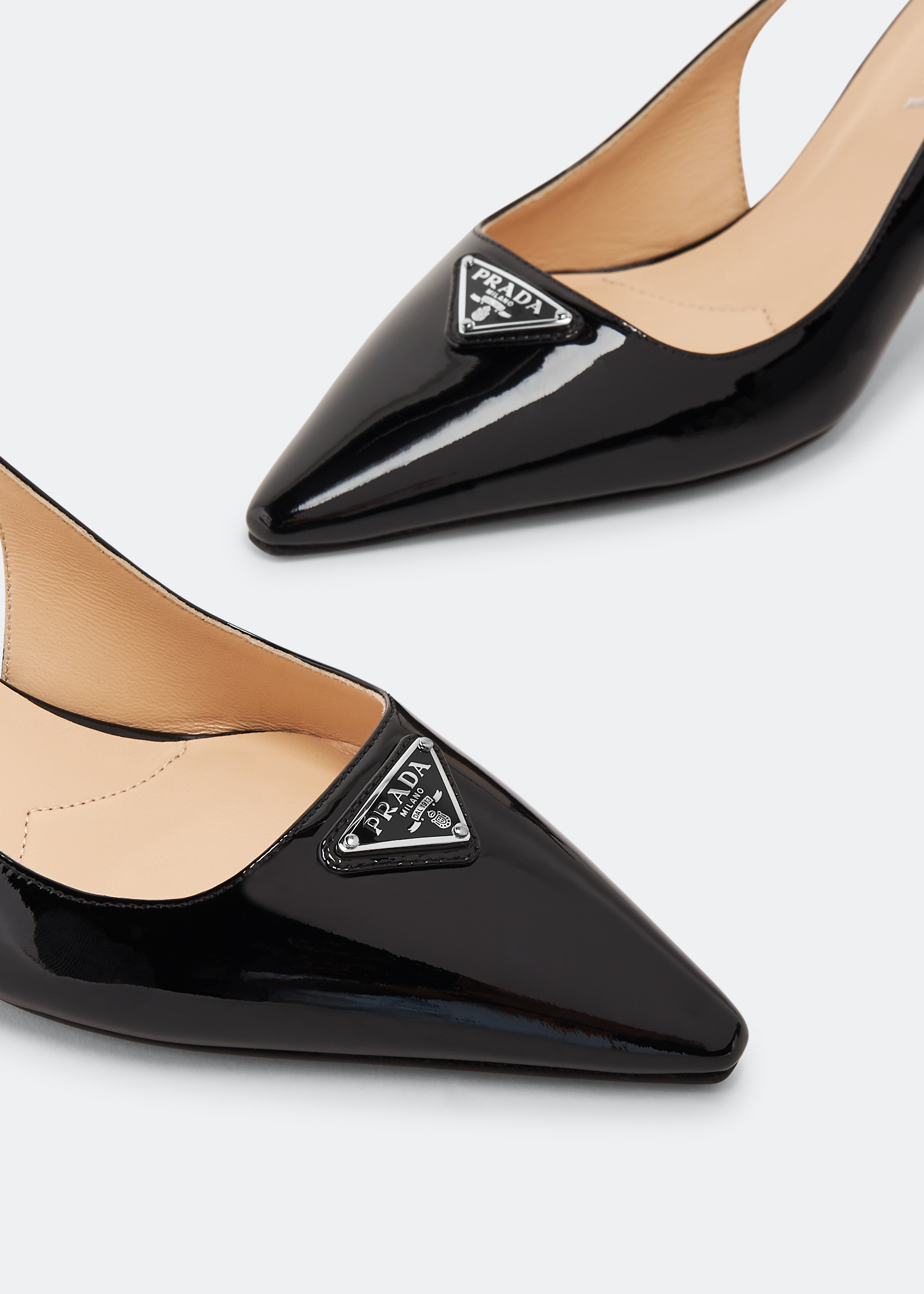 

Patent-leather slingback pumps, Black