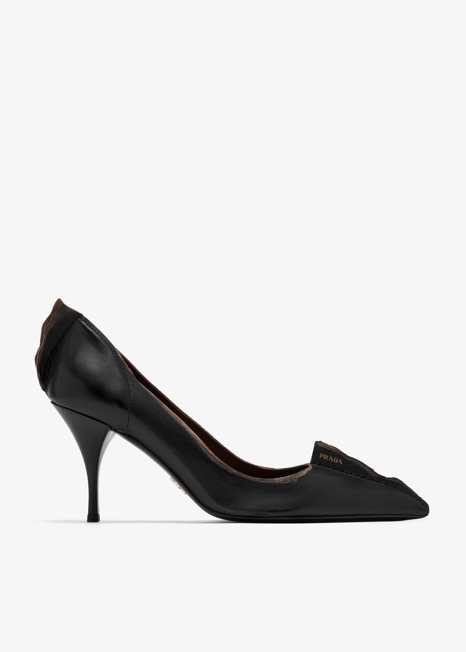 

Antiqued leather pumps, Black