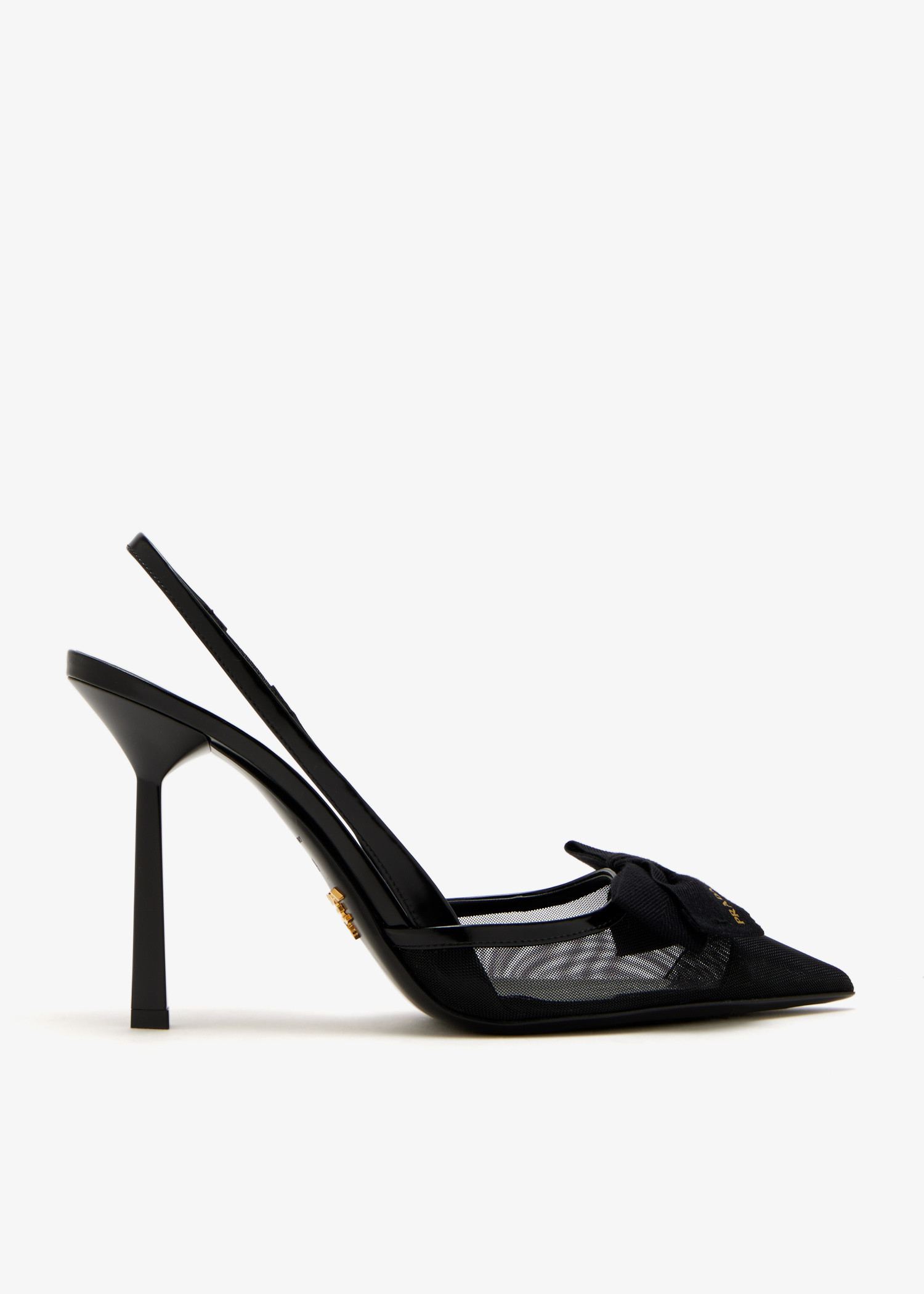 

Mesh fabric slingback pumps, Black