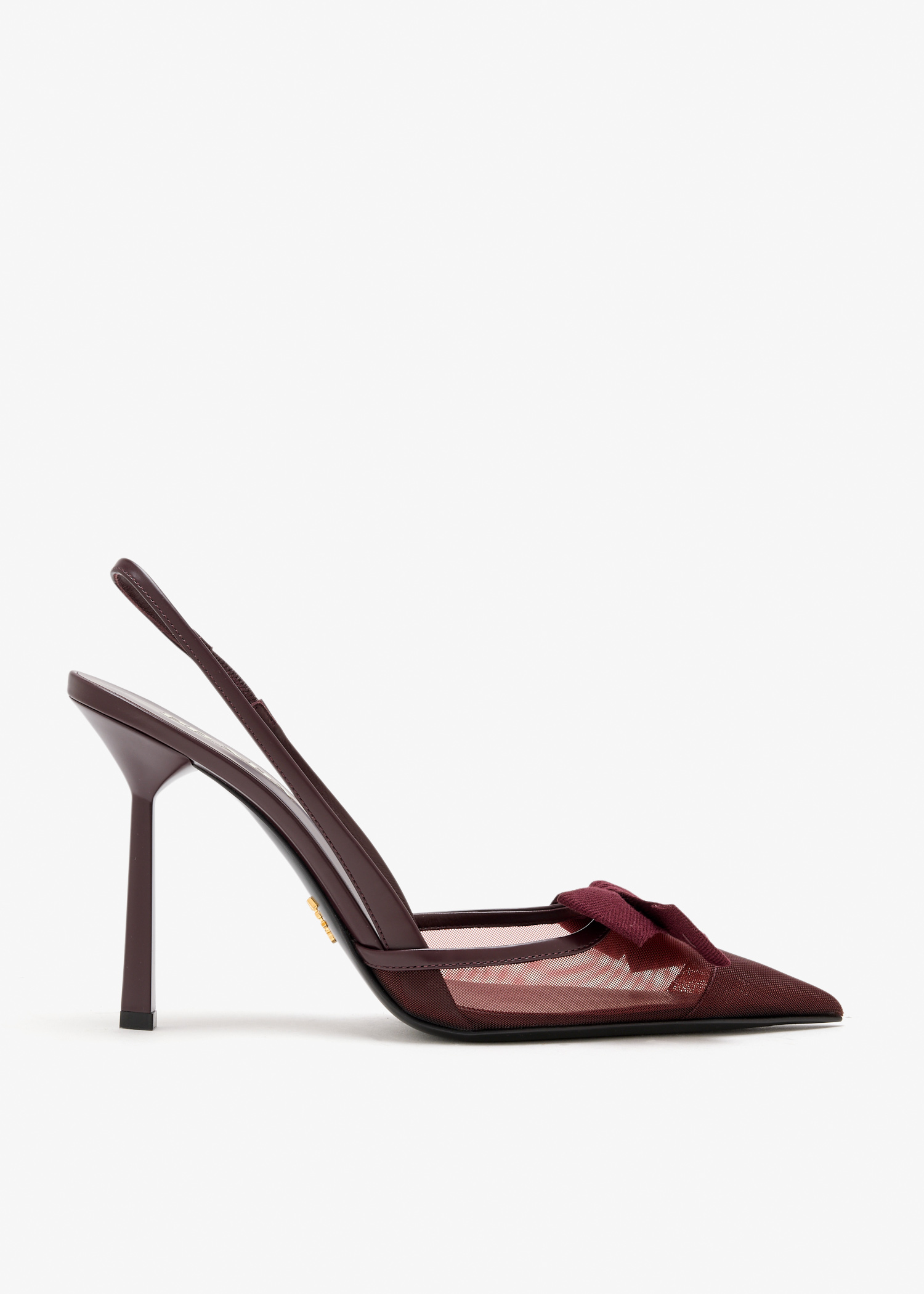 

Mesh fabric slingback pumps, Burgundy