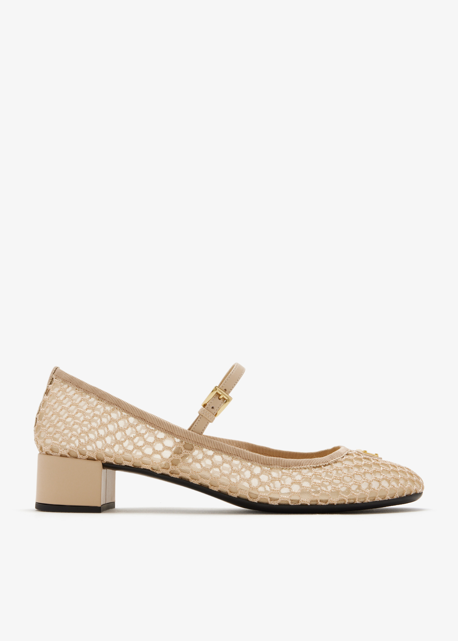 

Low heel mesh fabric ballerinas, Beige