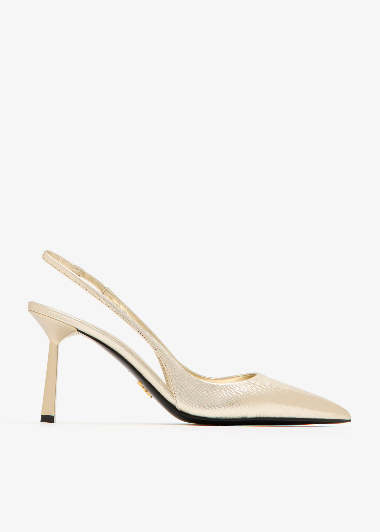

Metallic leather slingback pumps, Gold