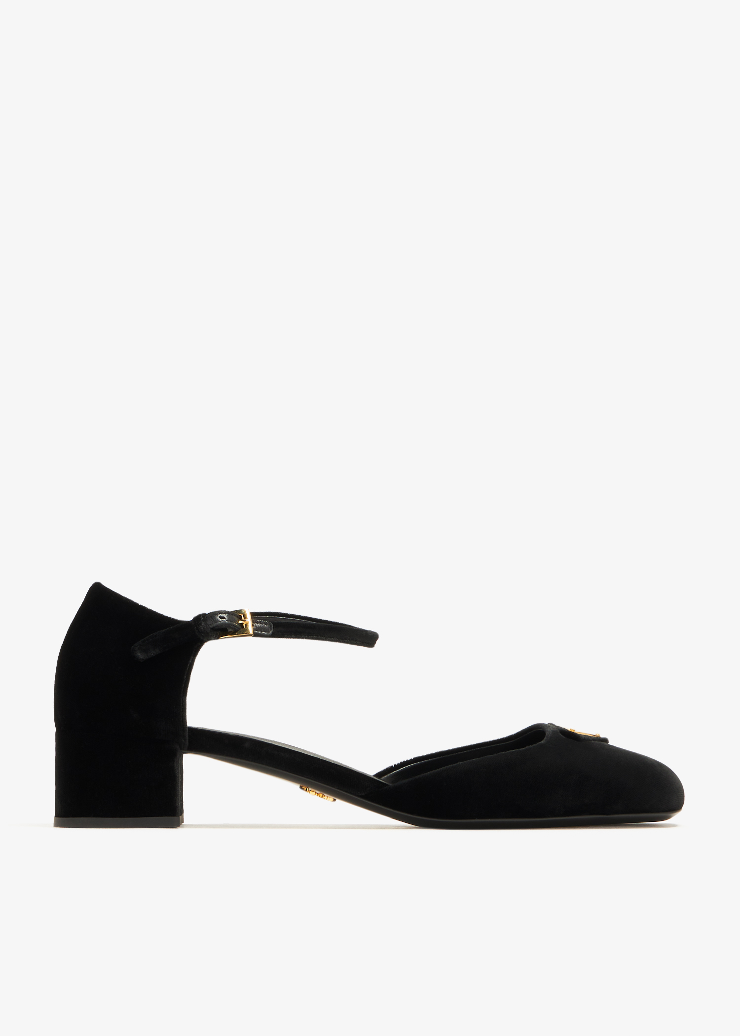 

Open-sided velvet pumps, Black