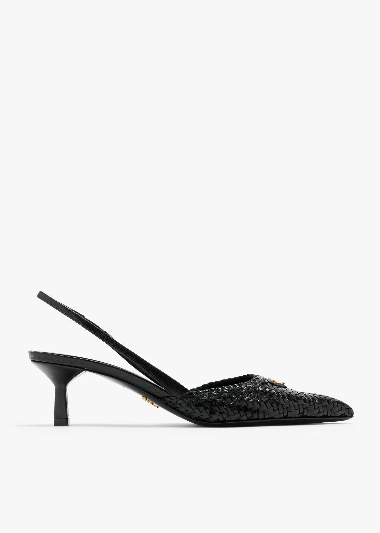 

Woven leather slingback pumps, Black