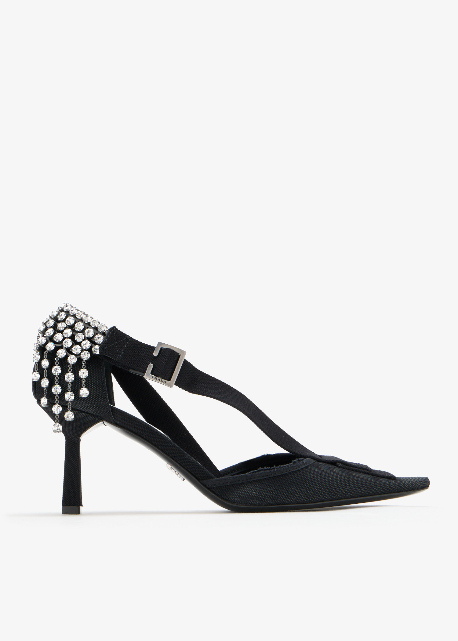 

Canvas crystal pumps, Black