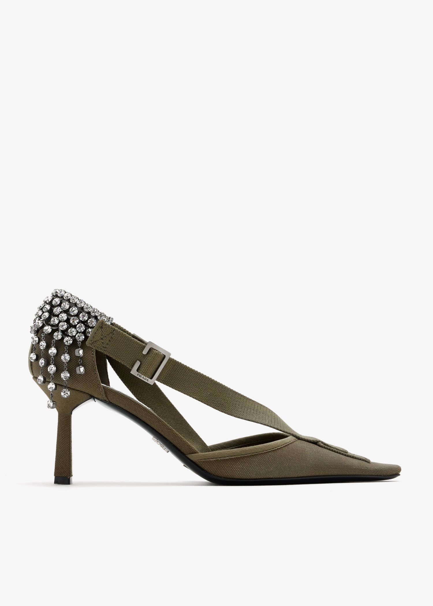 

Canvas crystal pumps, Khaki