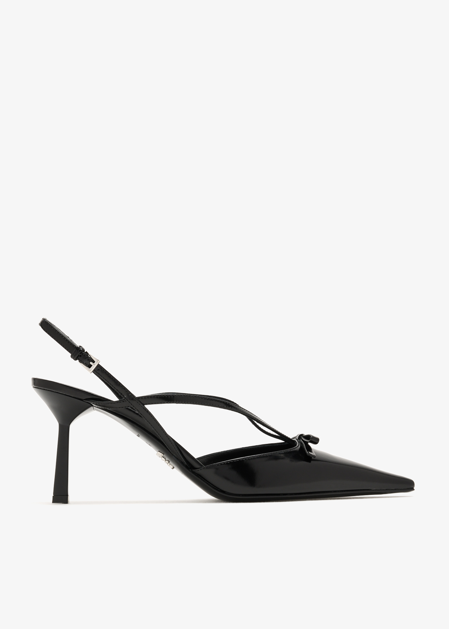 

Brushed leather slingback pumps, Black