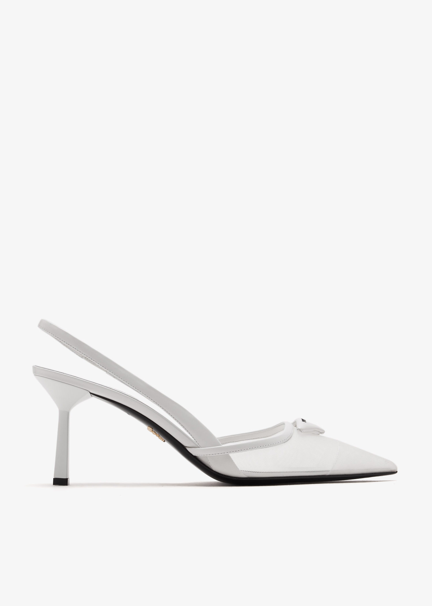

Mesh slingback pumps, White
