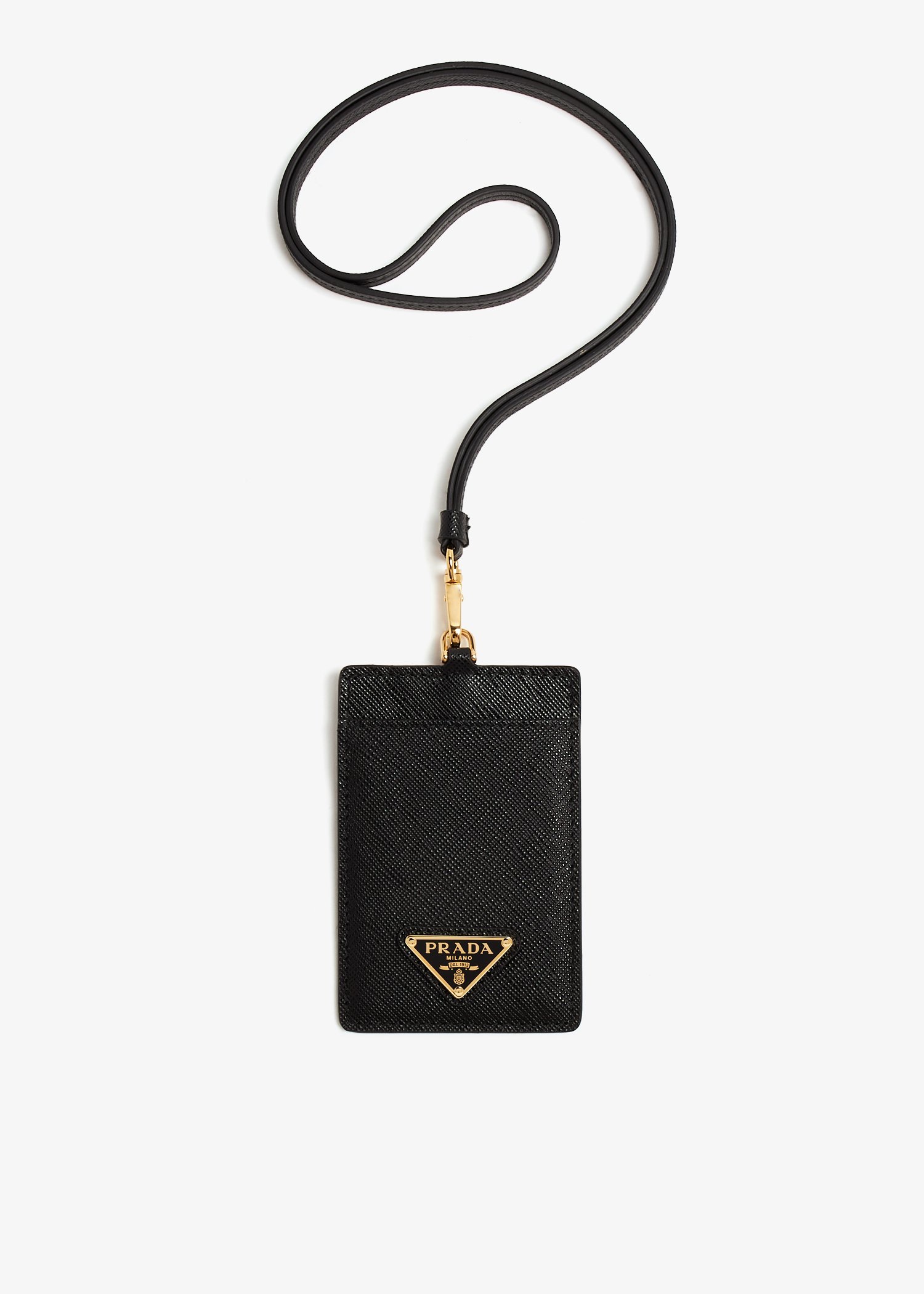 

Saffiano leather badge holder, Black