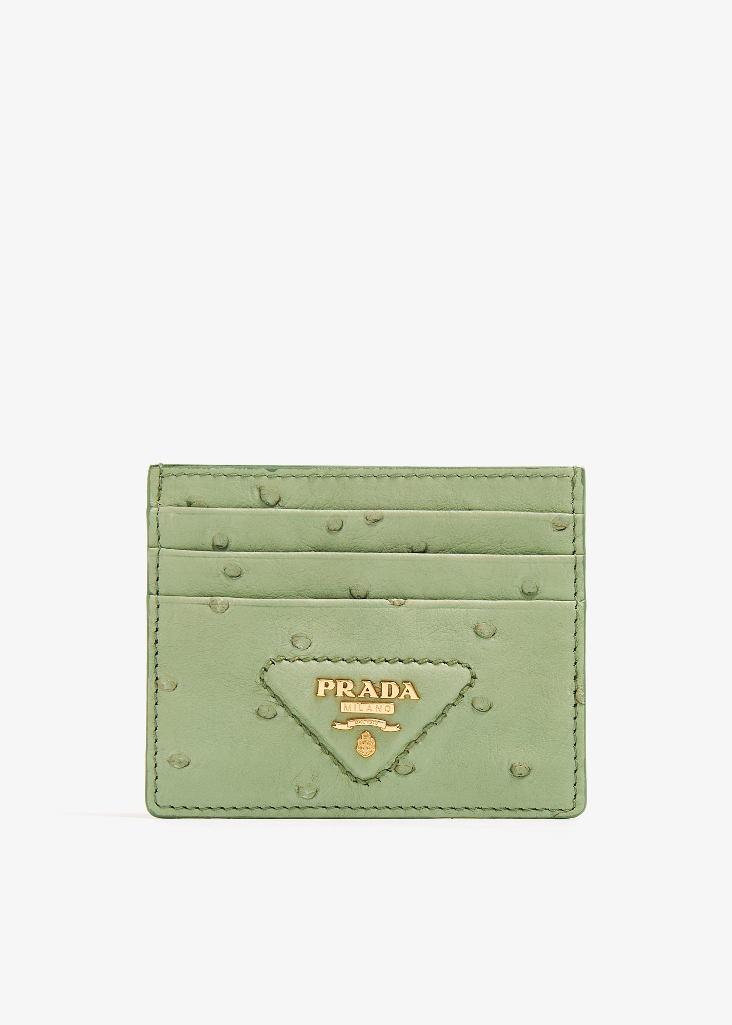 

Ostrich leather card holder, Green