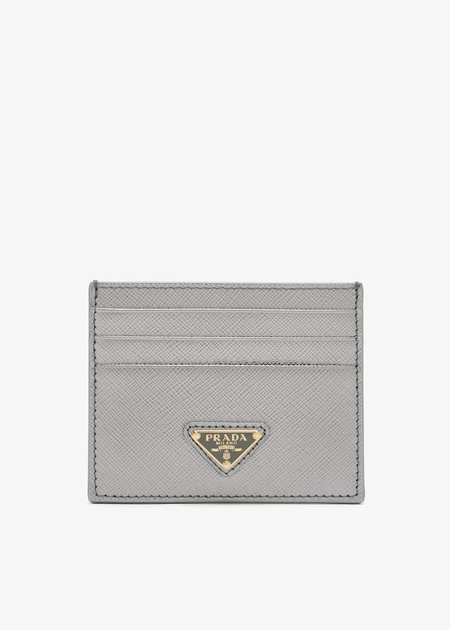 

Saffiano leather card holder, Silver
