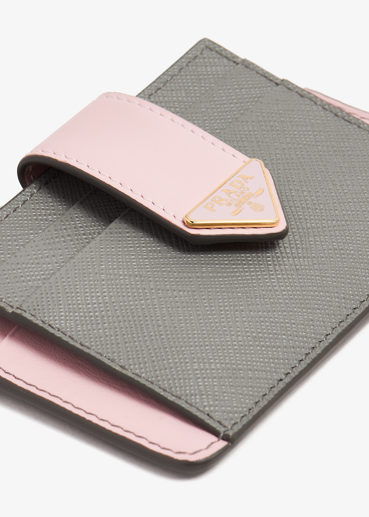 

Saffiano and leather cardholder, Grey
