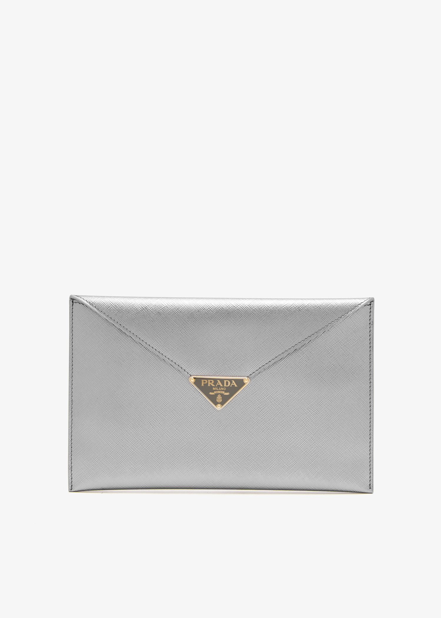 

Saffiano leather envelope clutch, Silver