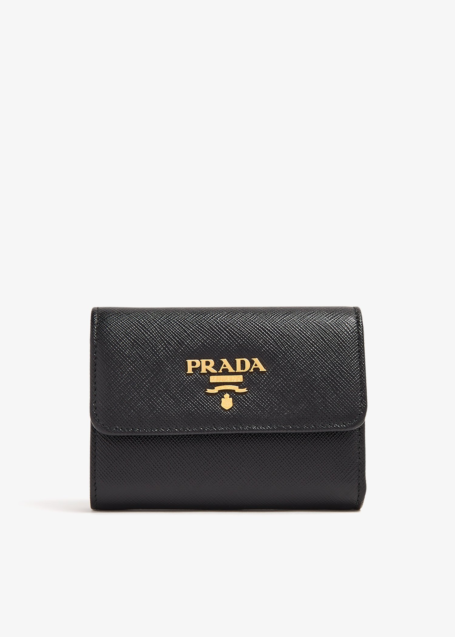 

Small Saffiano leather wallet, Black