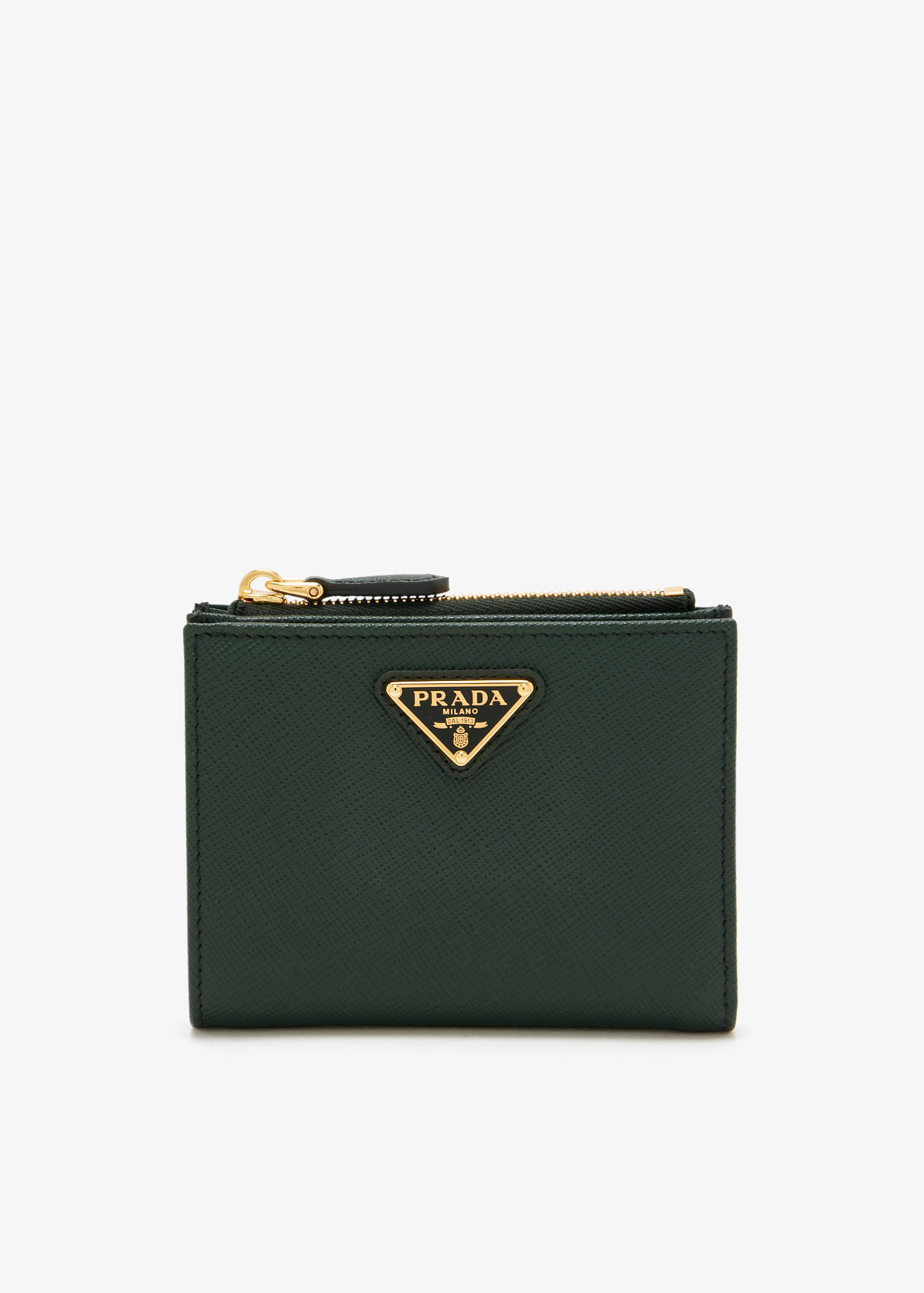 

Small Saffiano leather wallet, Green