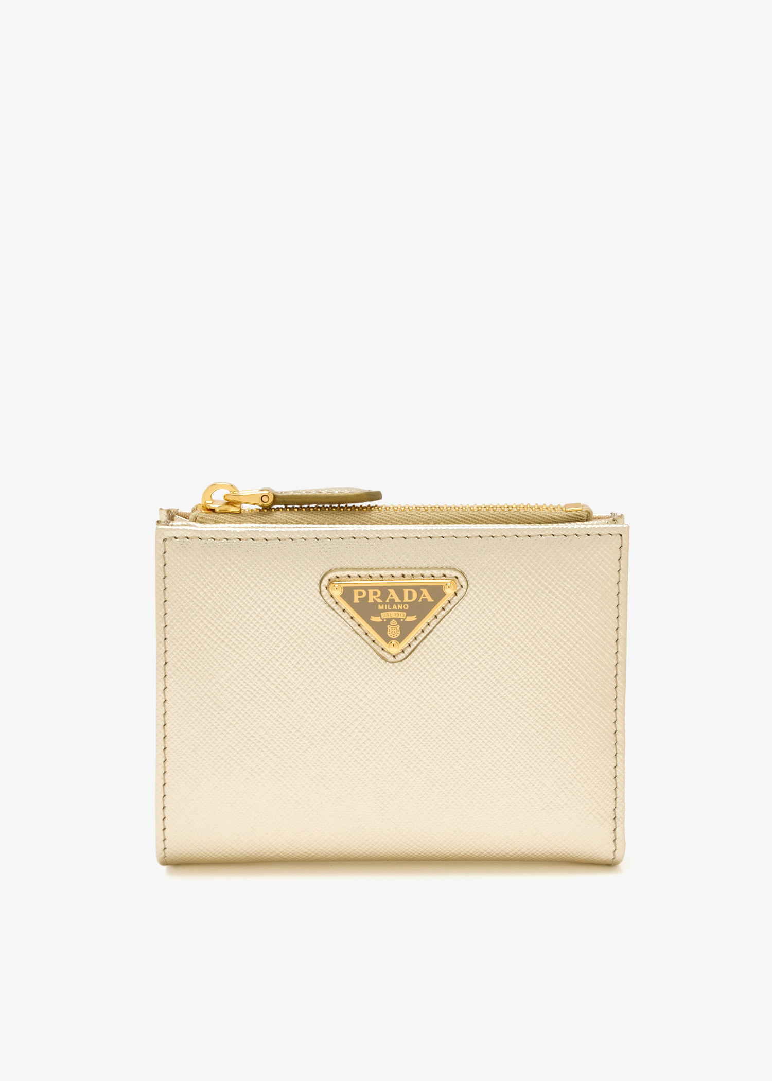 

Small Saffiano leather wallet, Gold