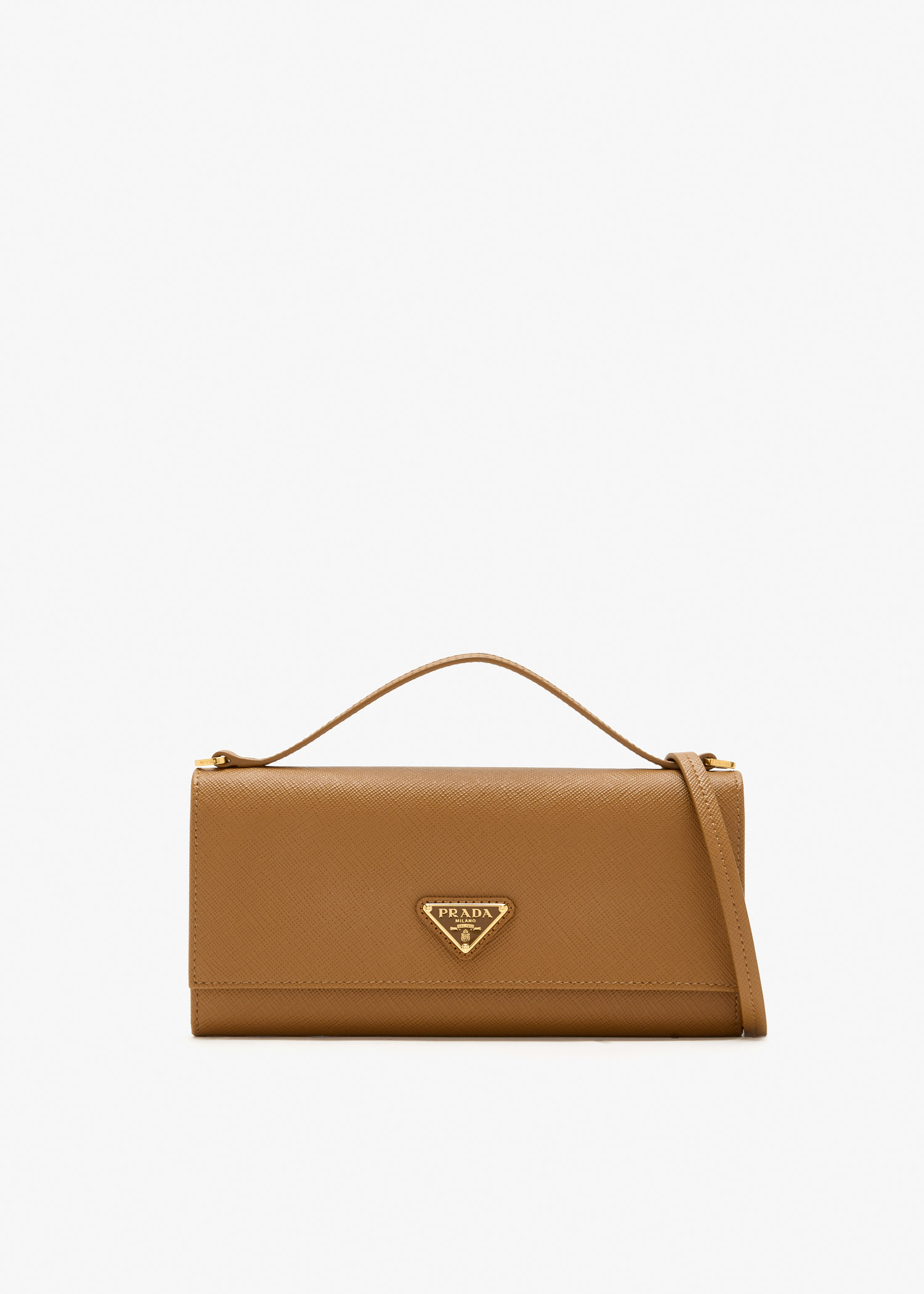 

Saffiano leather strap wallet, Brown