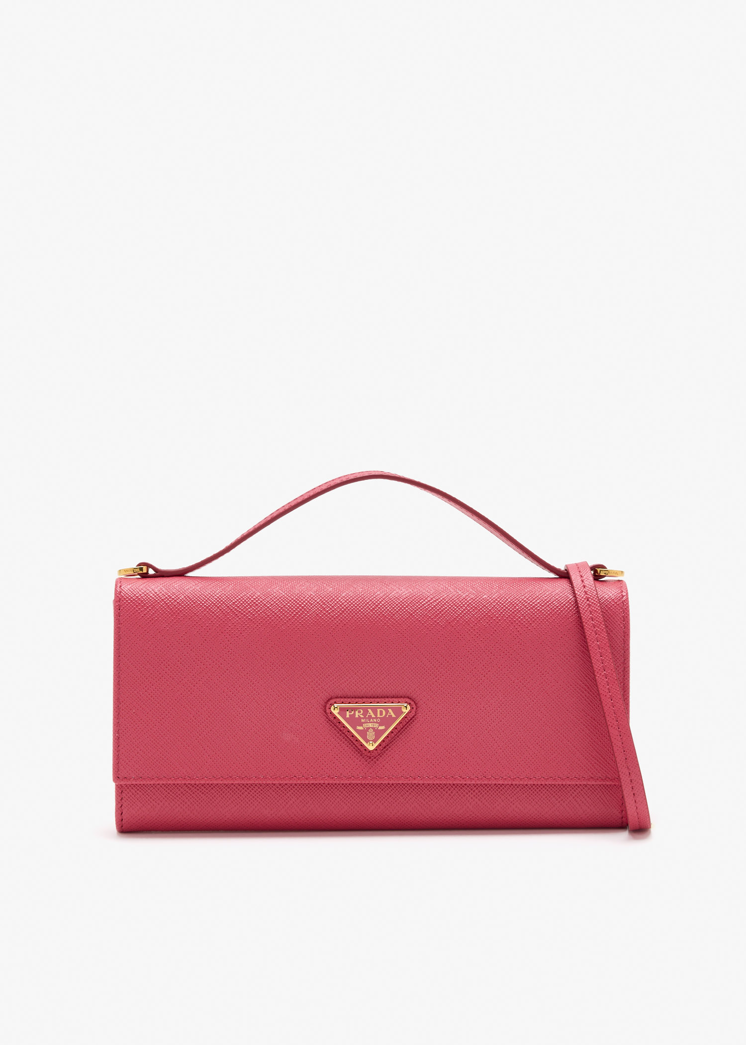 

Saffiano leather strap wallet, Pink