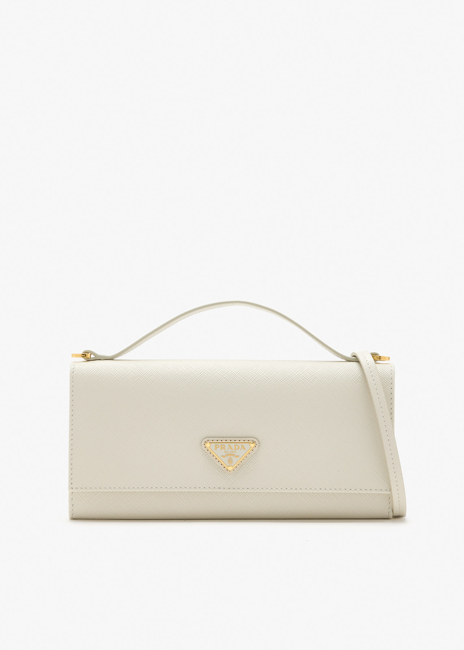 

Saffiano leather strap wallet, Cream