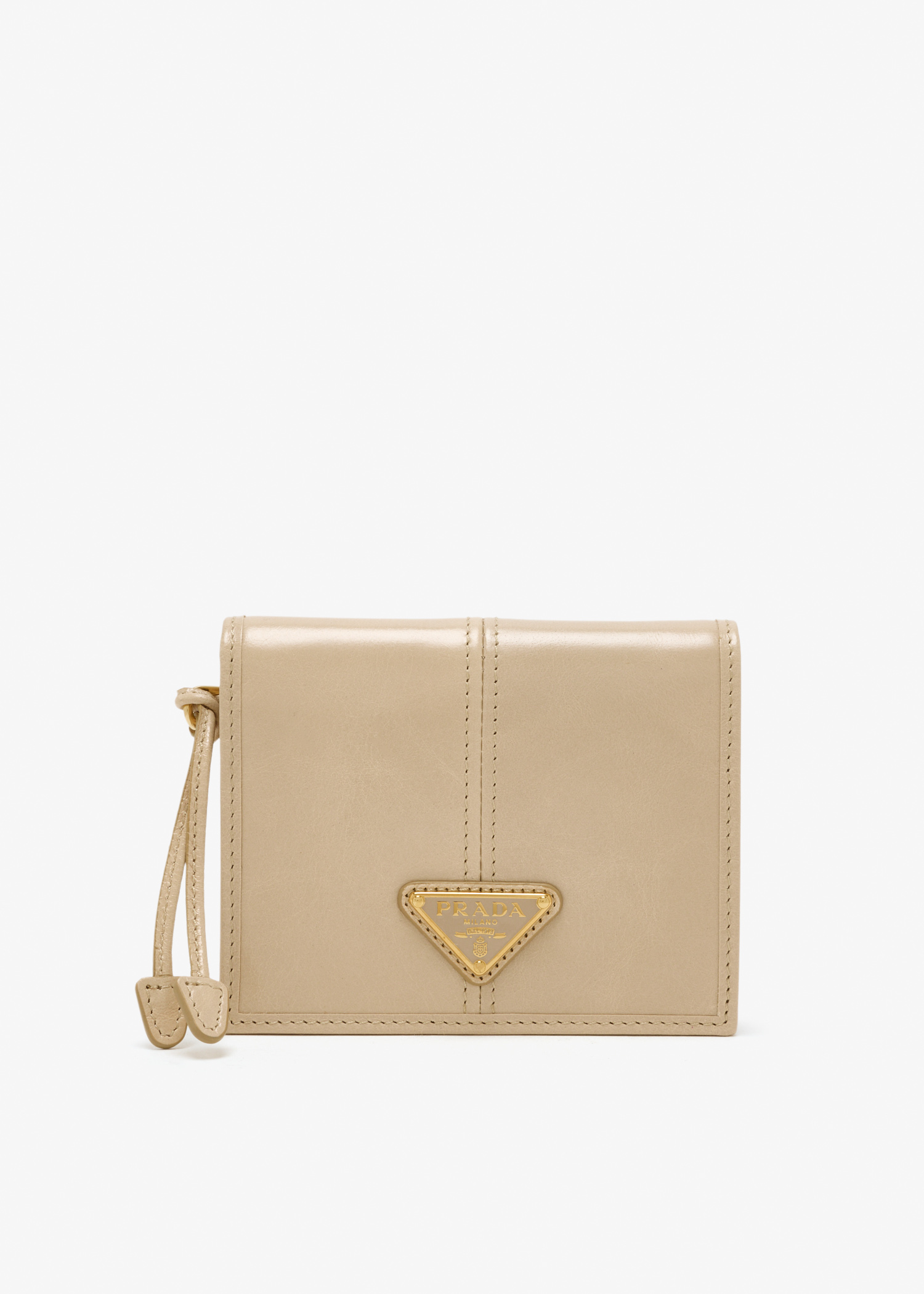 

Small leather wallet, Beige