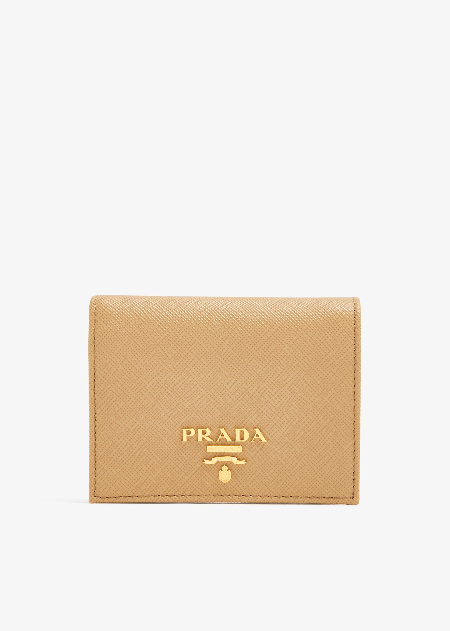 

Small Saffiano leather wallet, Beige