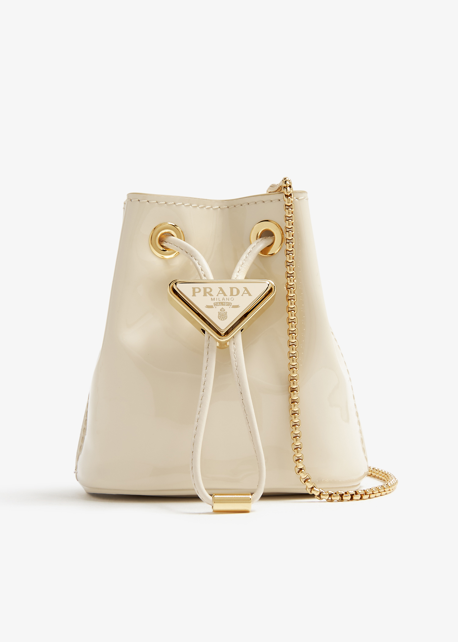 

Patent leather mini pouch, White