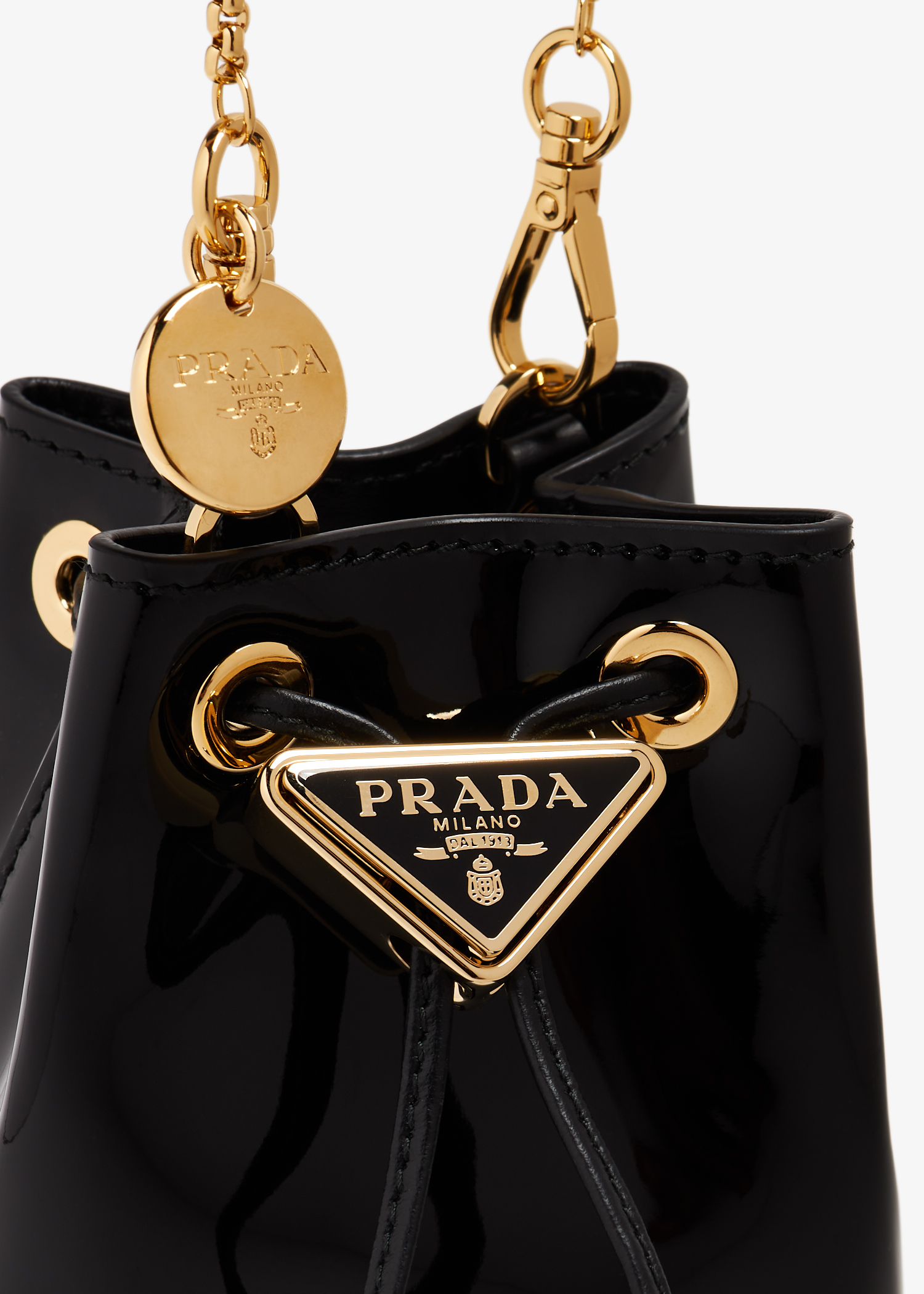 

Patent leather mini pouch, Black