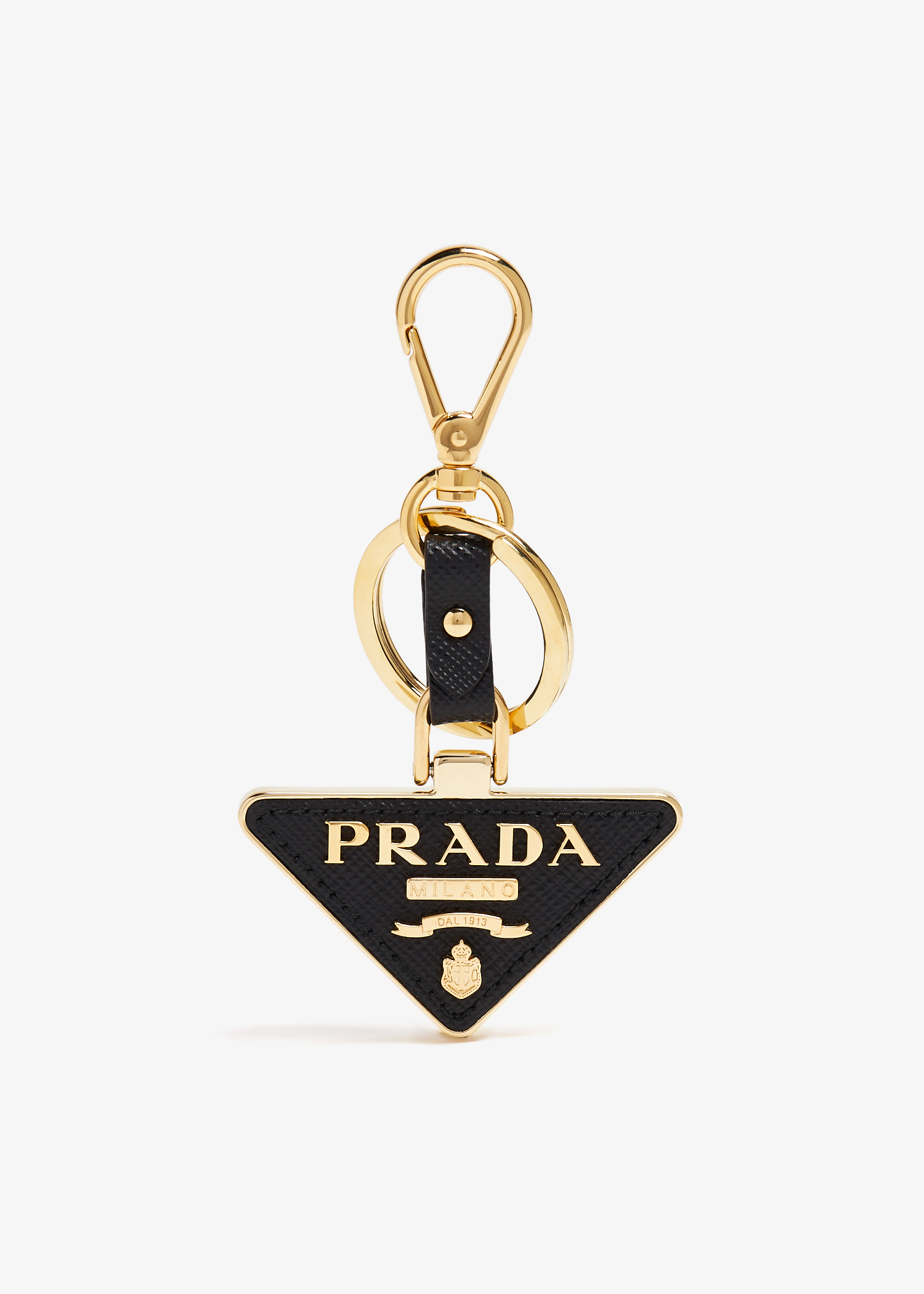 

Saffiano leather triangle keyring, Black