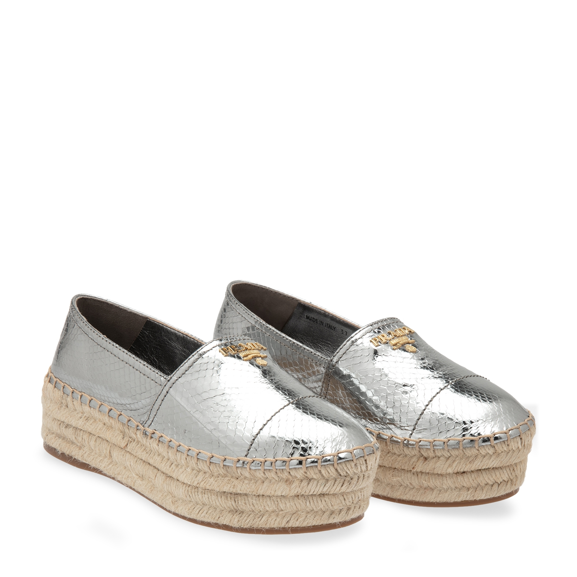 

Leather platform espadrilles, Silver