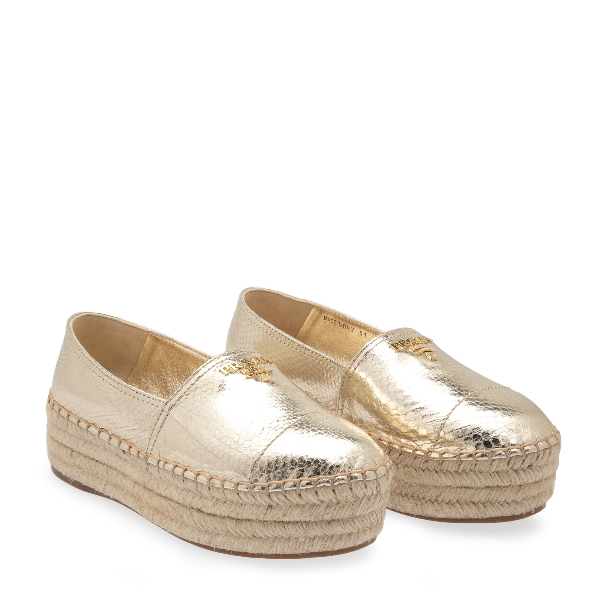 

Leather platform espadrilles, Gold