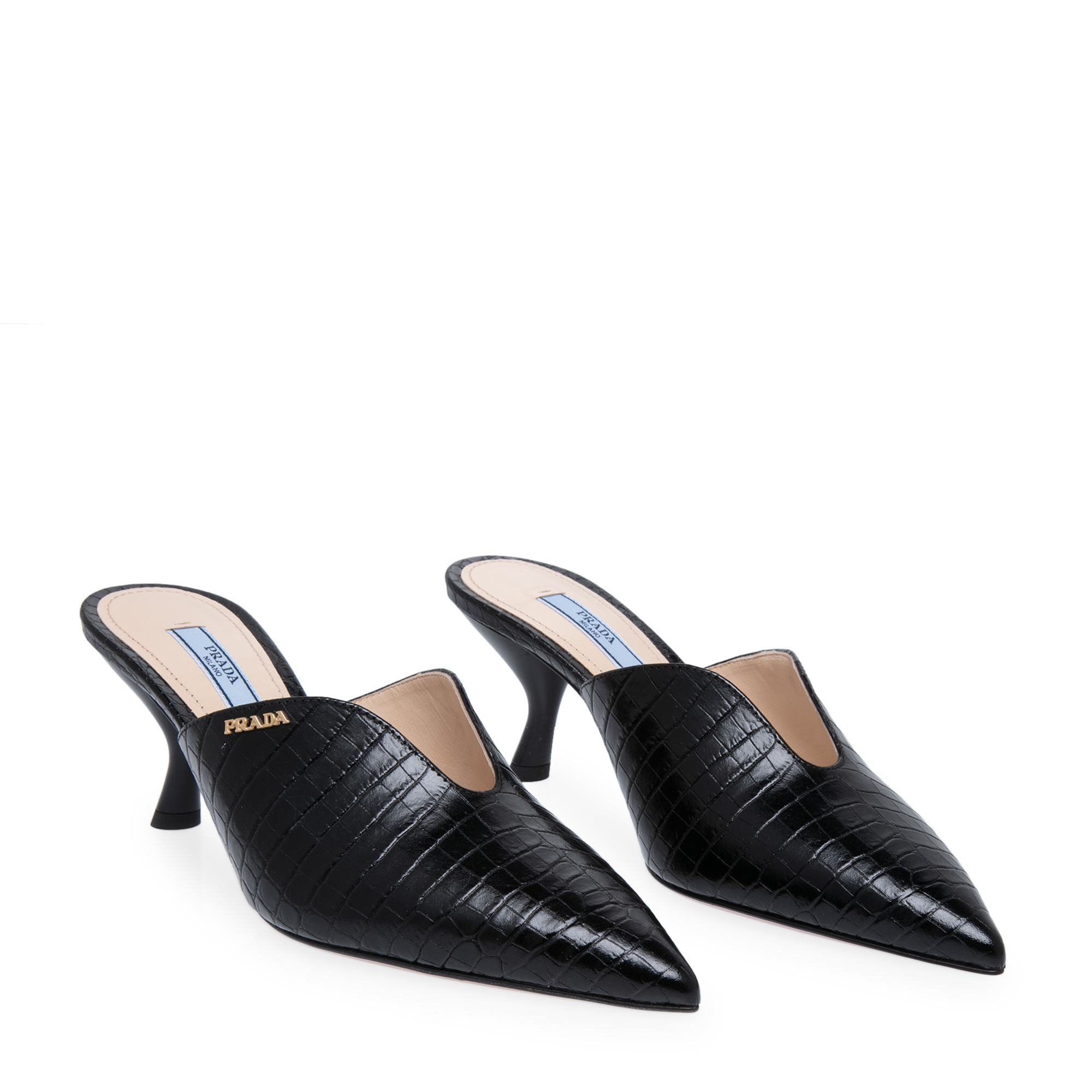 

Pointed-toe leather mules, Black