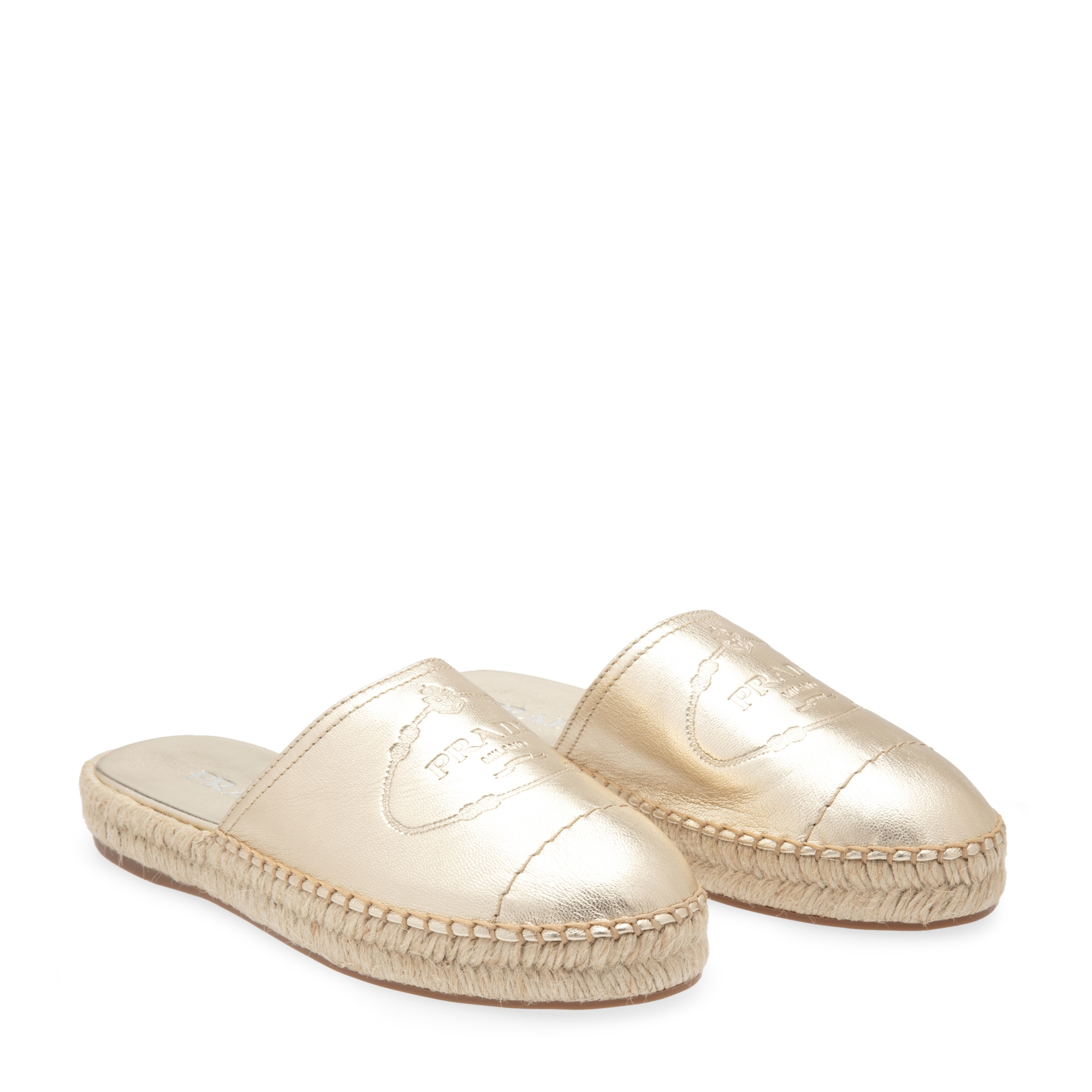 

Leather backless espadrilles, Gold