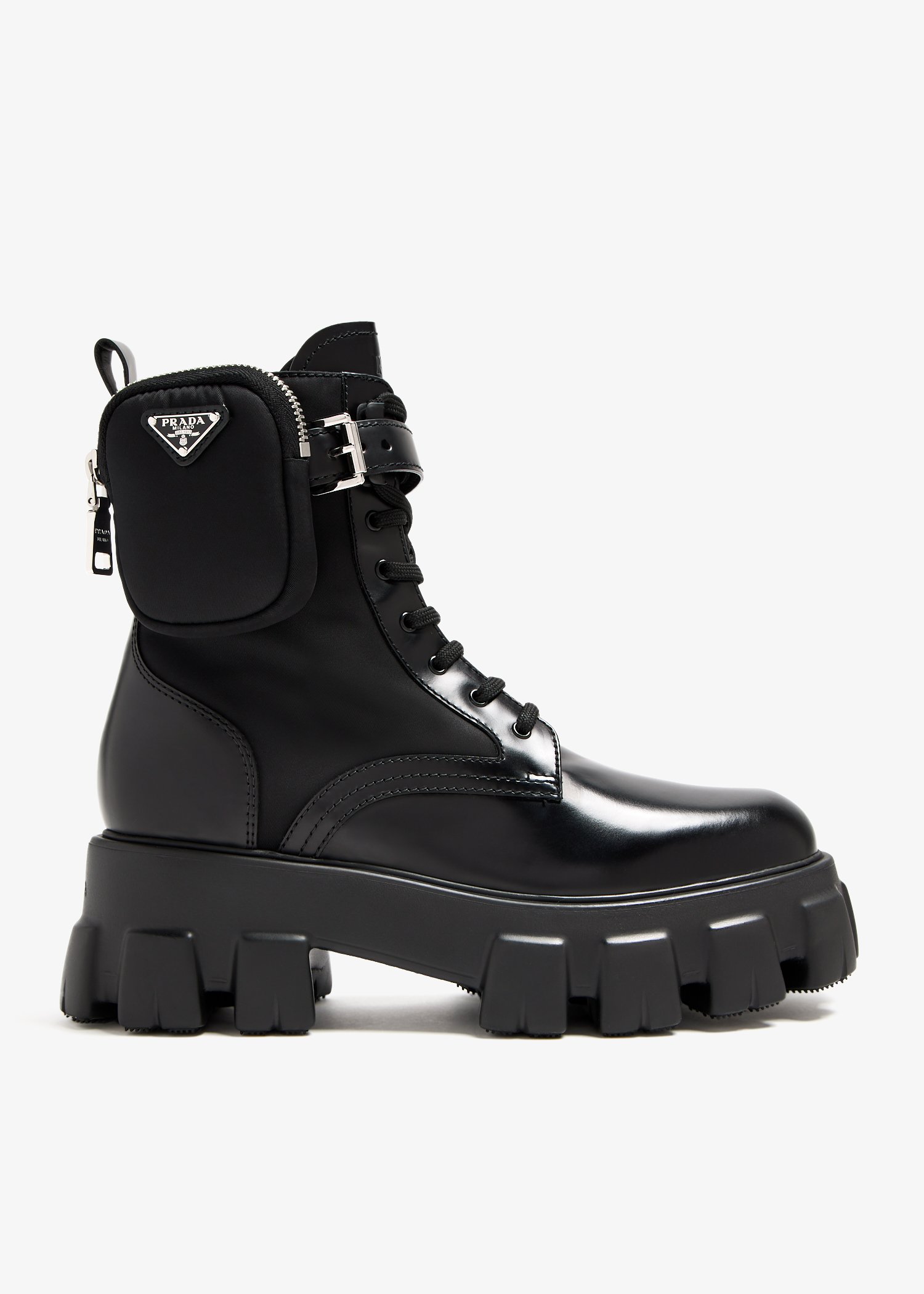 

Monolith leather and Re-Nylon combat boots, Black