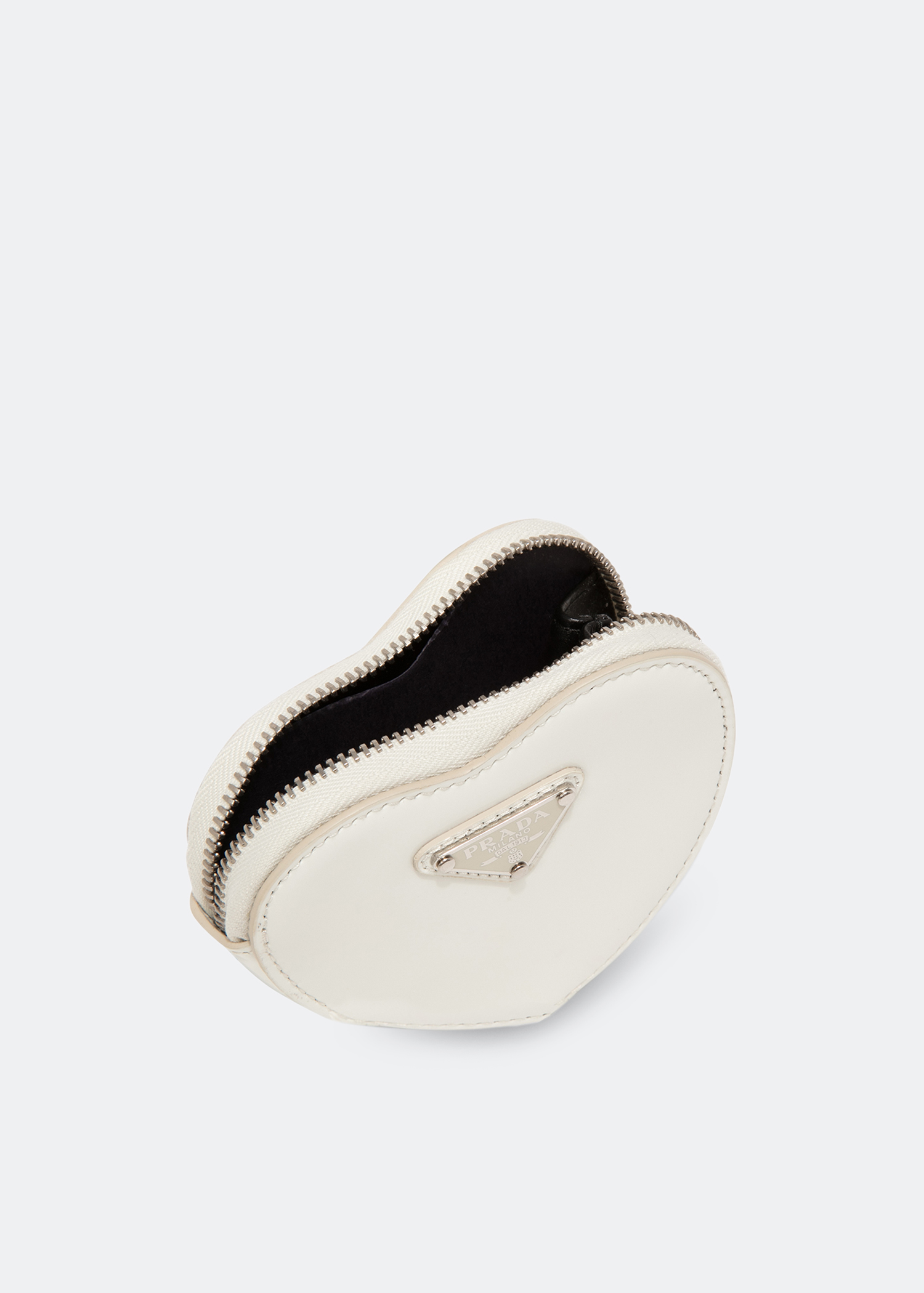 

Brushed leather heart mini-pouch, White