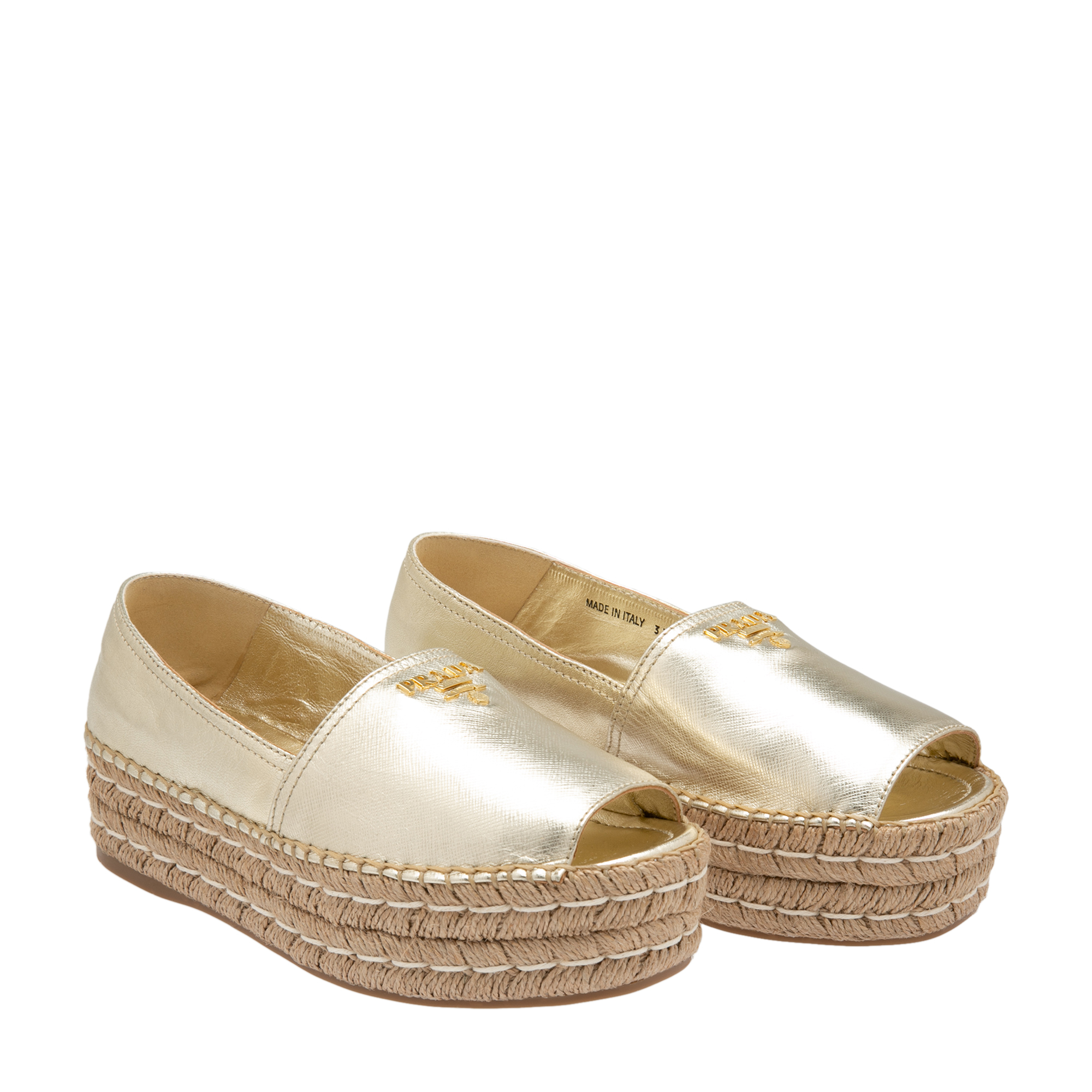 

Peep-toe platform espadrilles, Gold