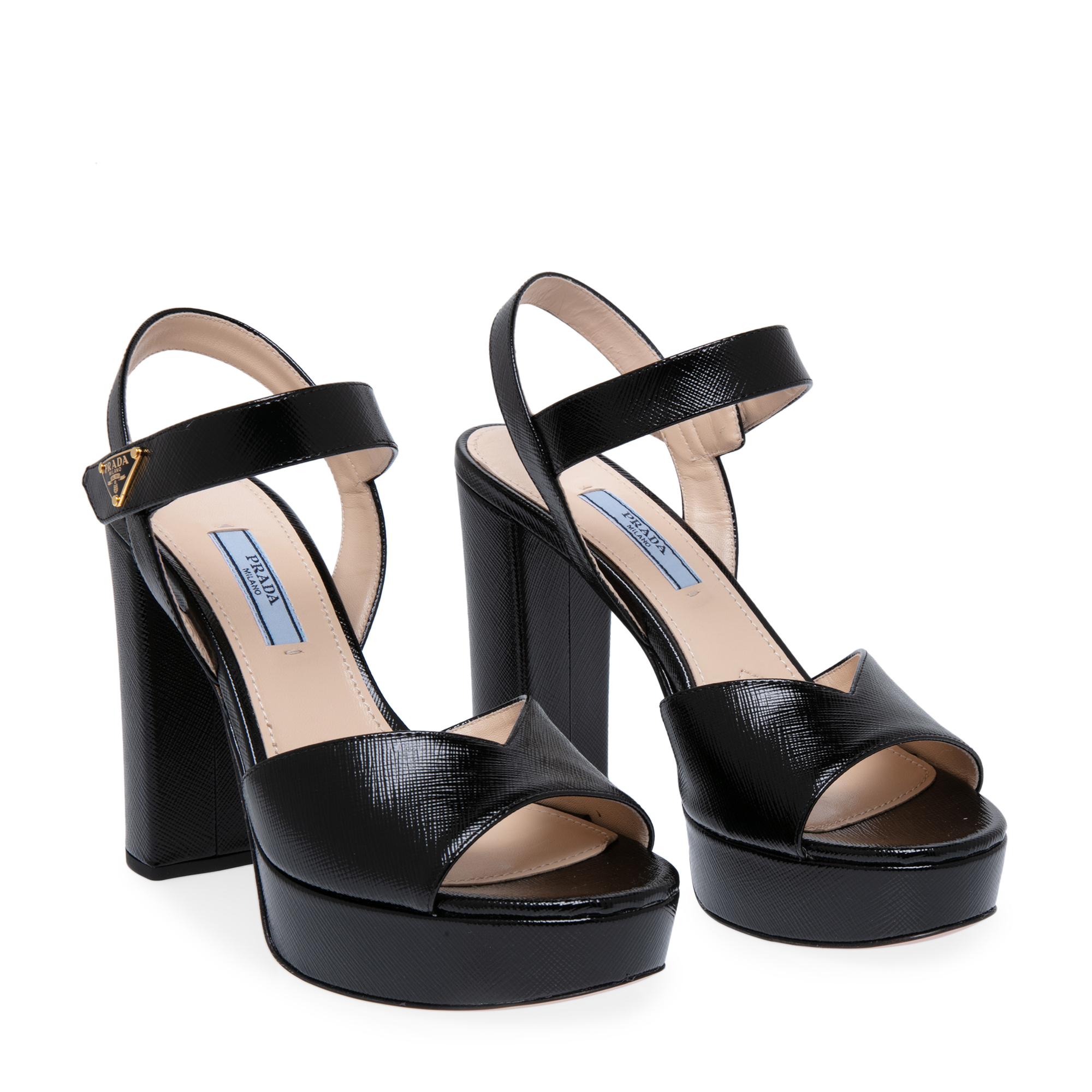 

Leather platform sandals, Black