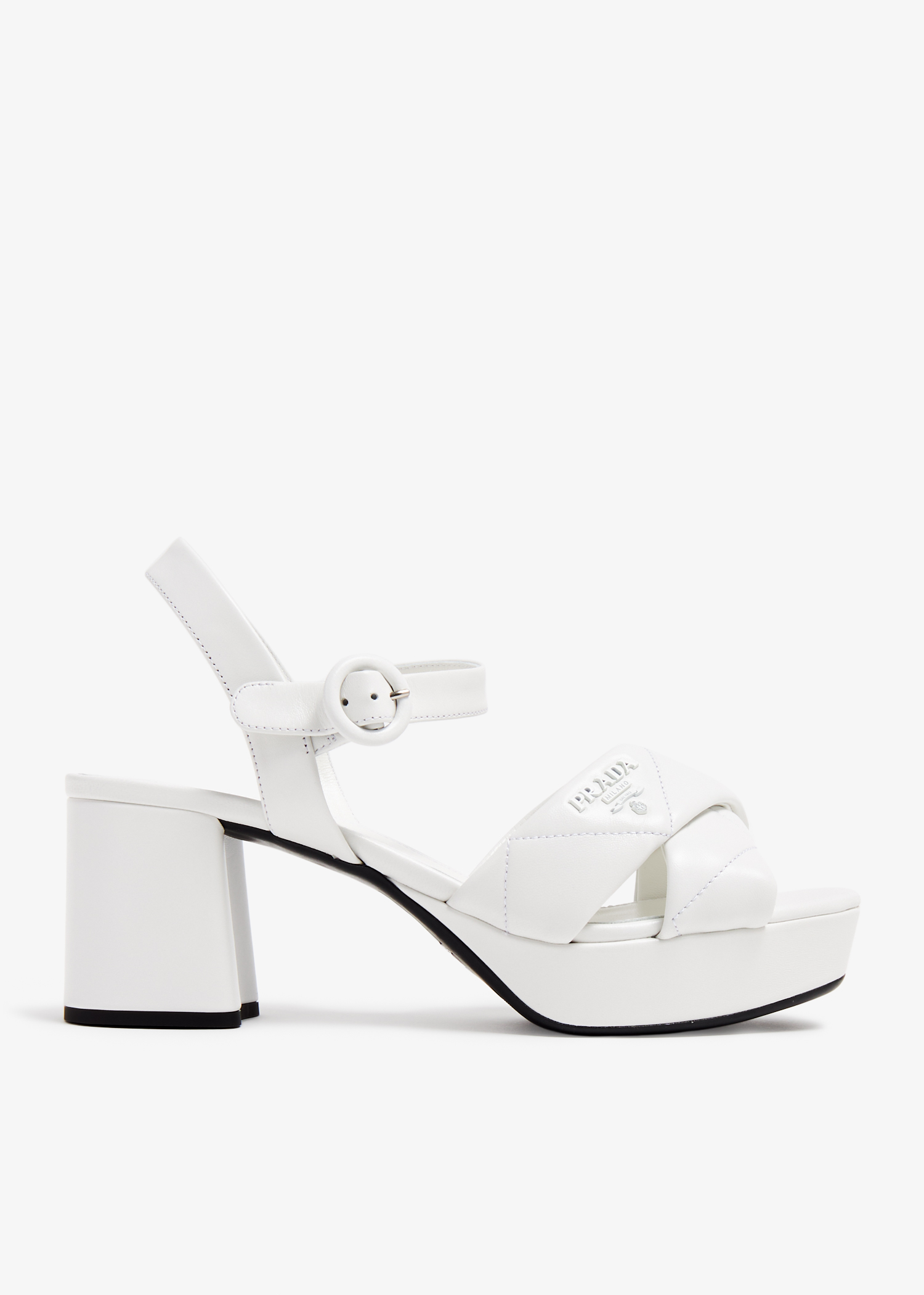 

Quilted nappa leather platform sandals, White