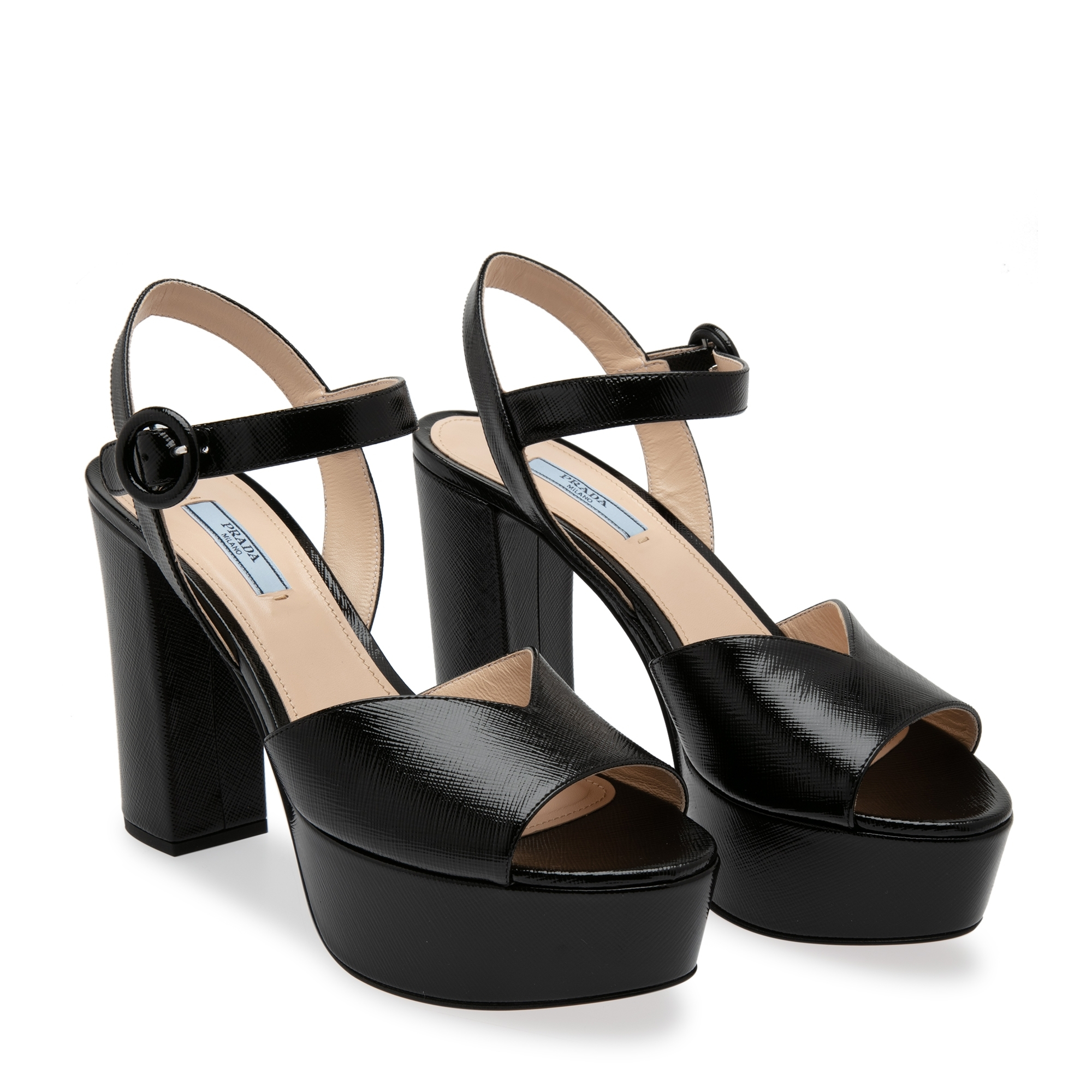 

Leather platform sandals, Black