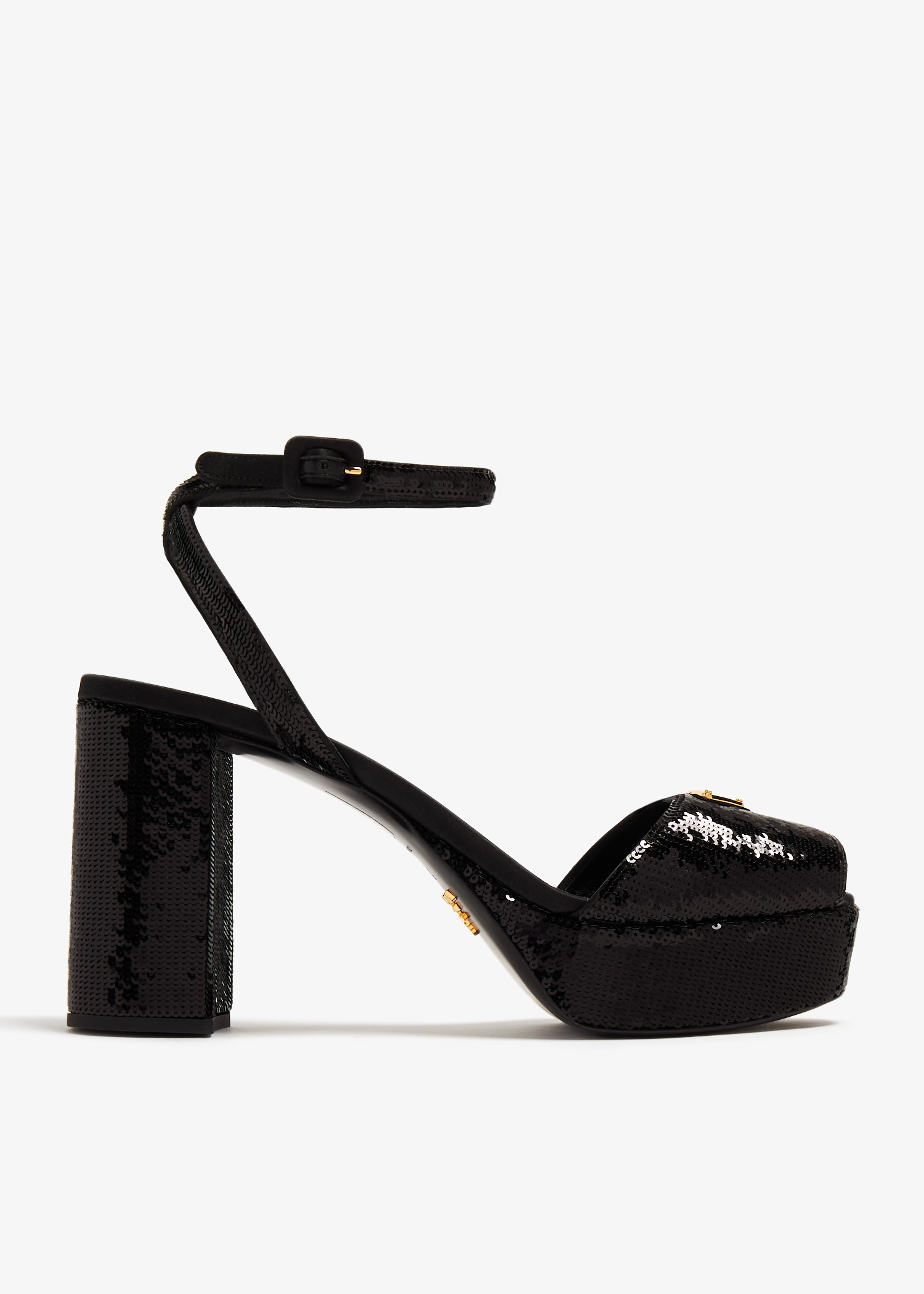 

Satin platform sandals, Black