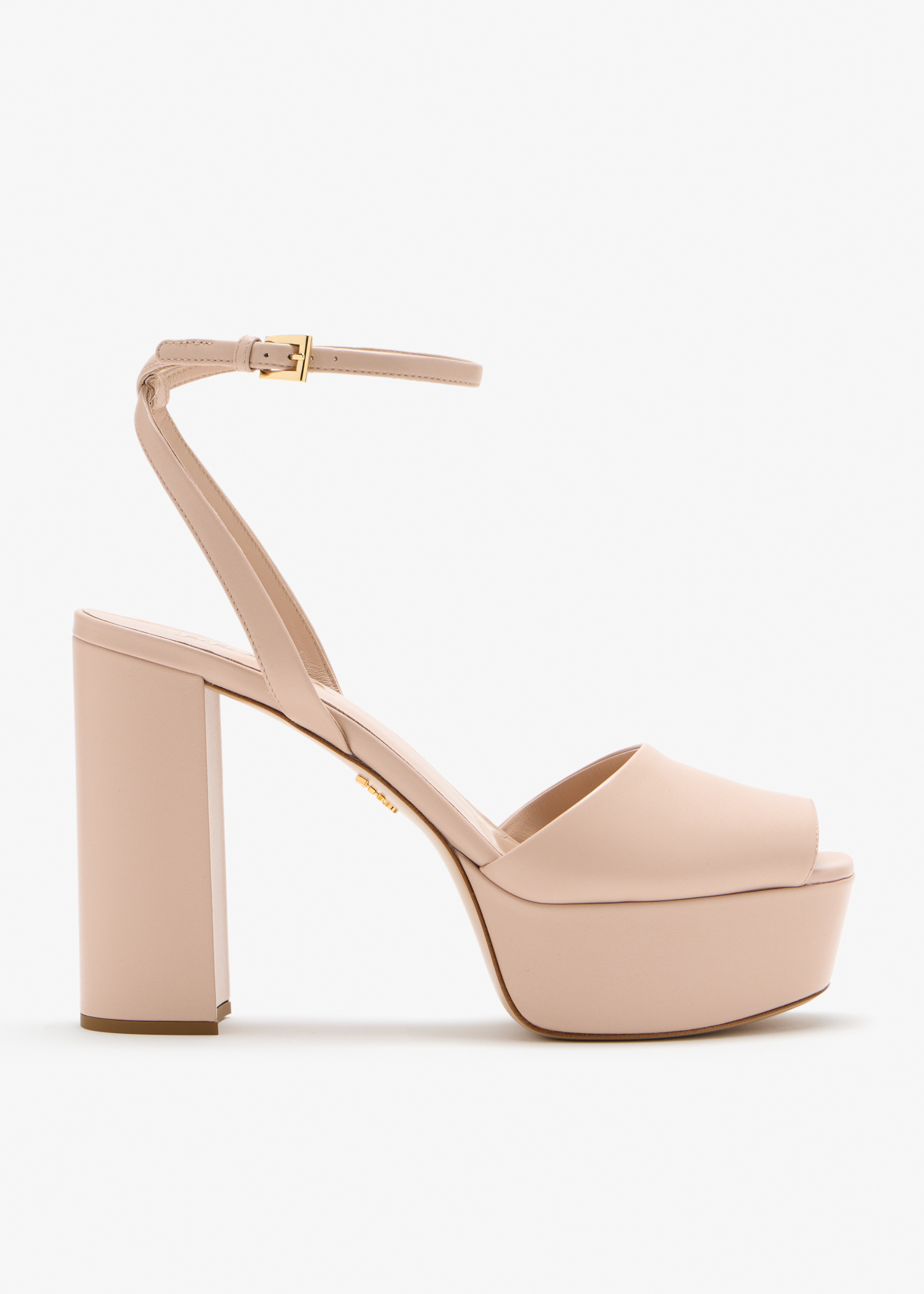 

Nappa leather platform sandals, Beige