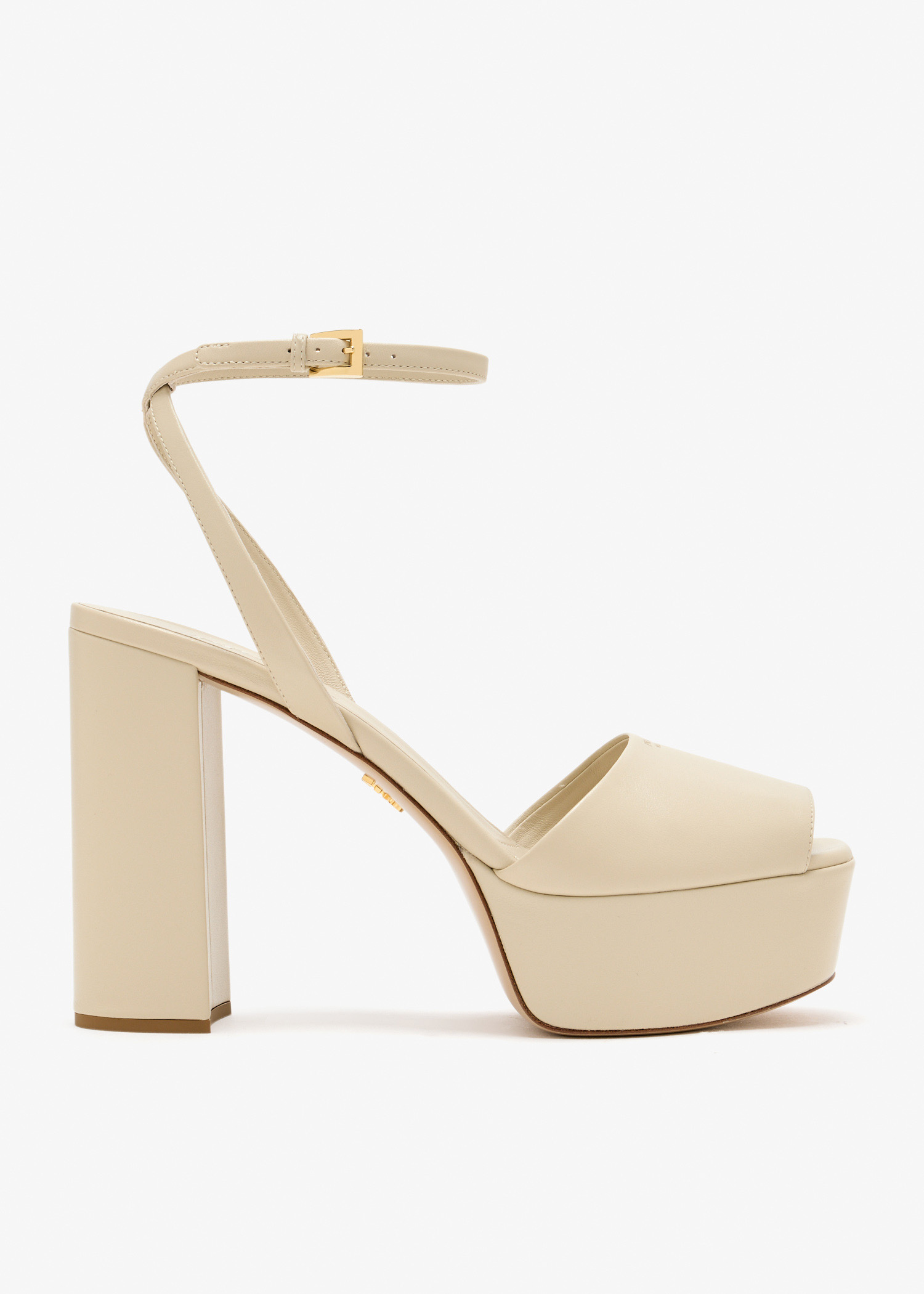 

Nappa leather platform sandals, Cream